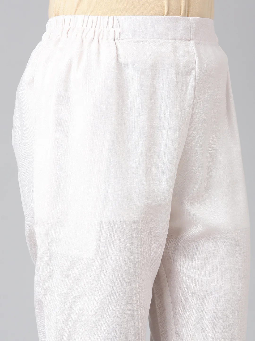 Neerus Cream Casual Solid Kurti with Trousers - Image 6