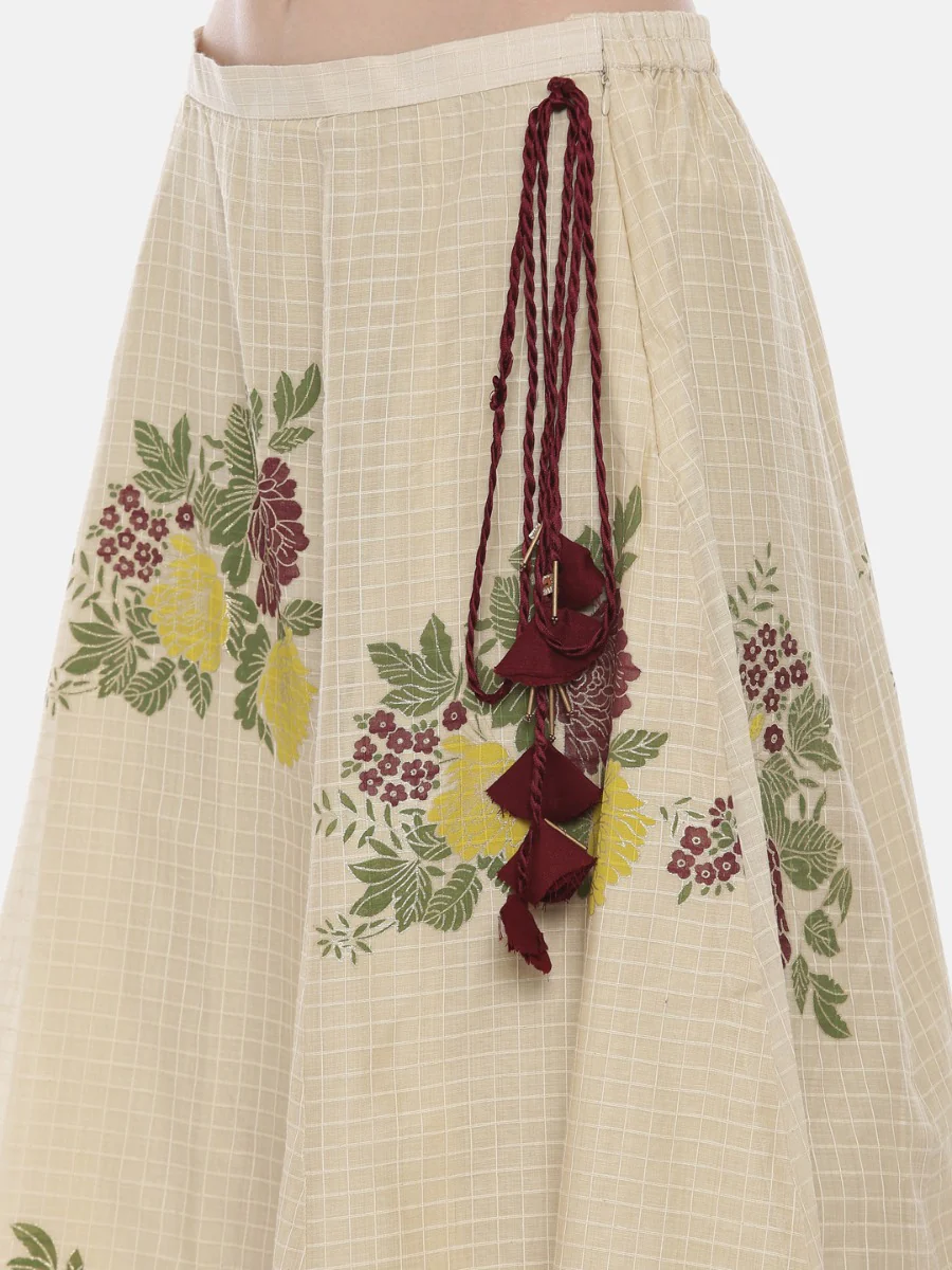 Neerus Cream Check Straight Kurta - Image 7
