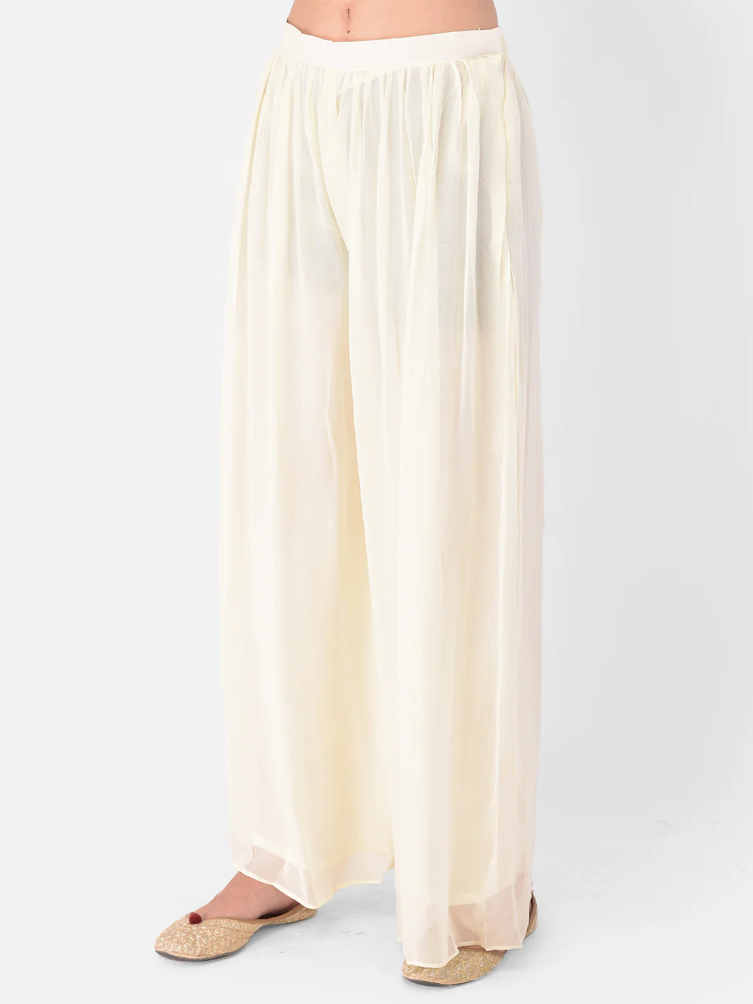 Neerus Cream Color Georgette Fabric Suit-Skirts - Image 5