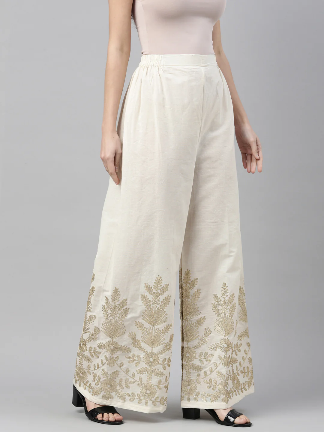 Neerus Cream Color Plazzo - Image 4