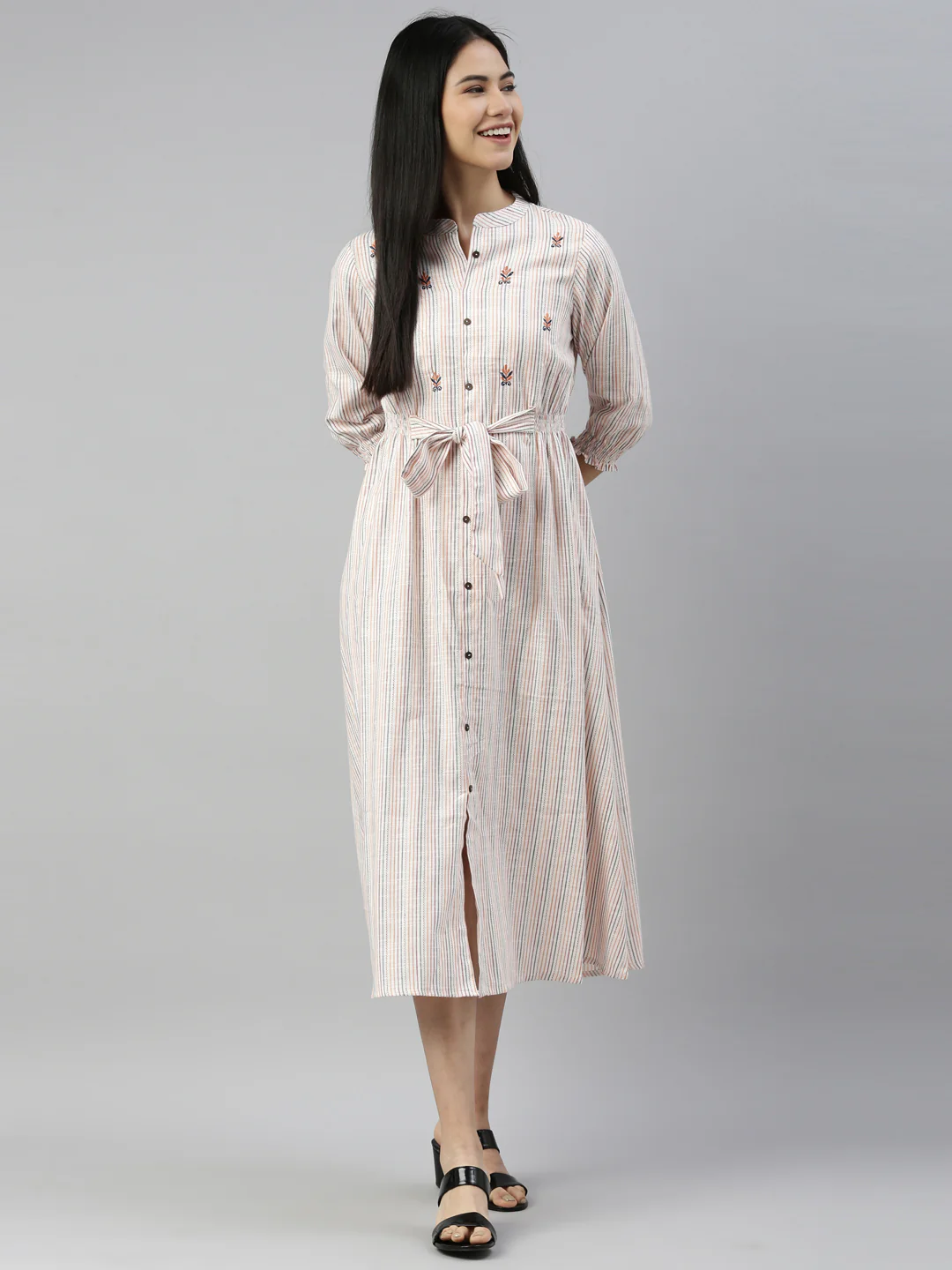 Neerus Cream Color Rayon Fabric Kurta