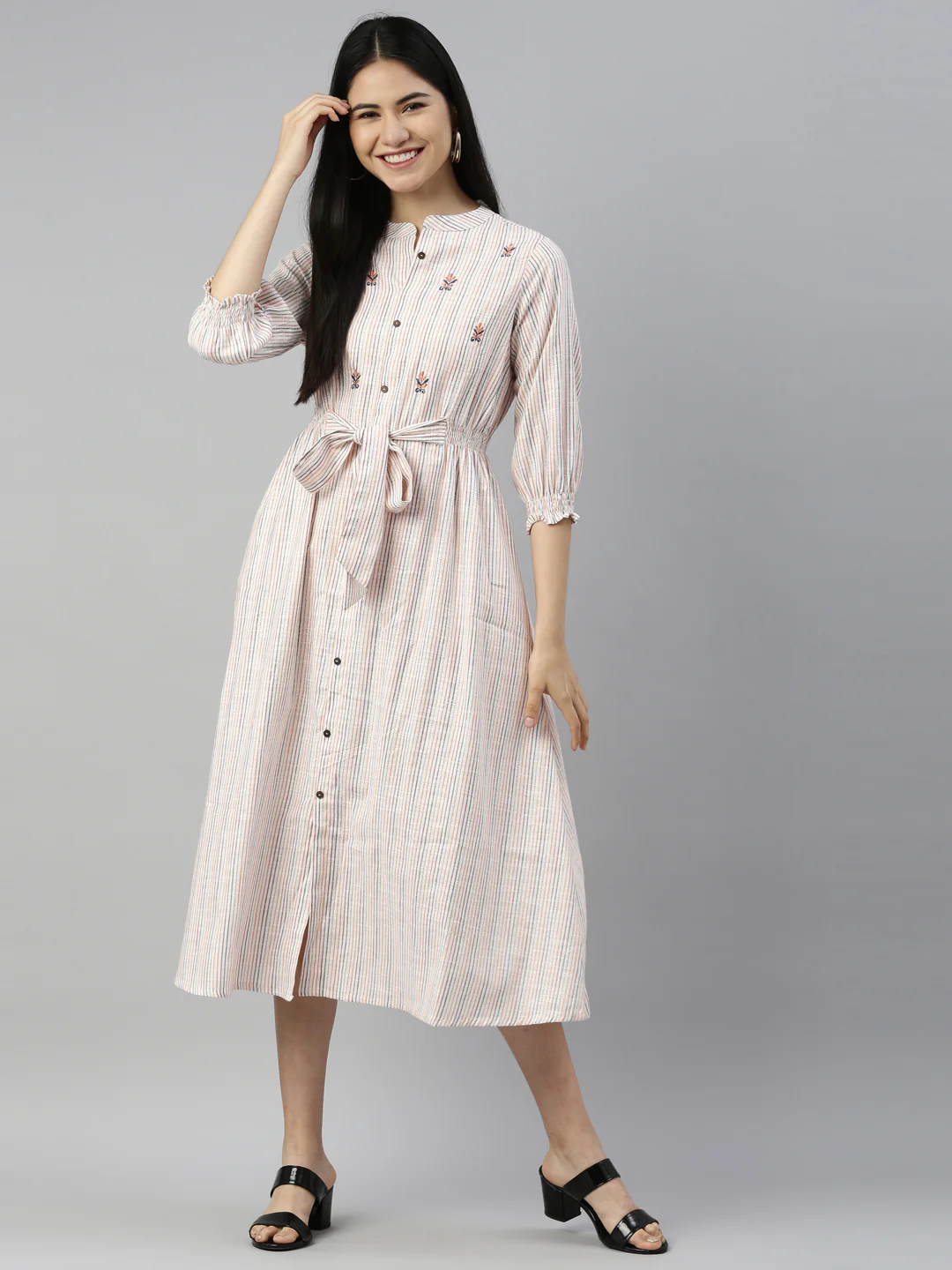 Neerus Cream Color Rayon Fabric Kurta - Image 6