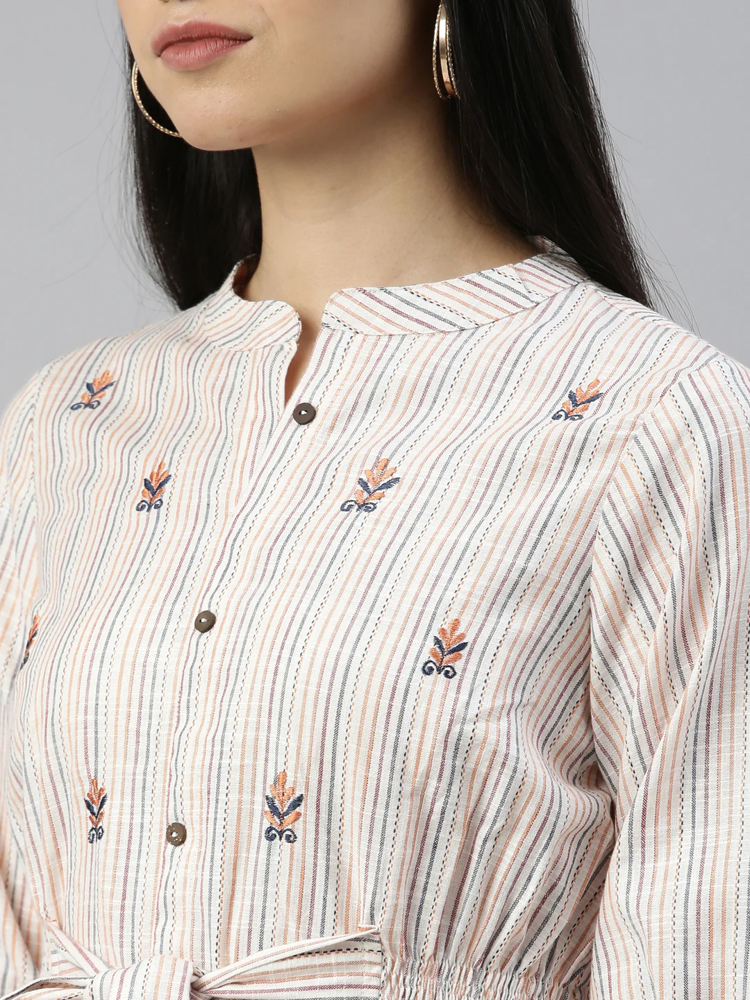Neerus Cream Color Rayon Fabric Kurta - Image 8