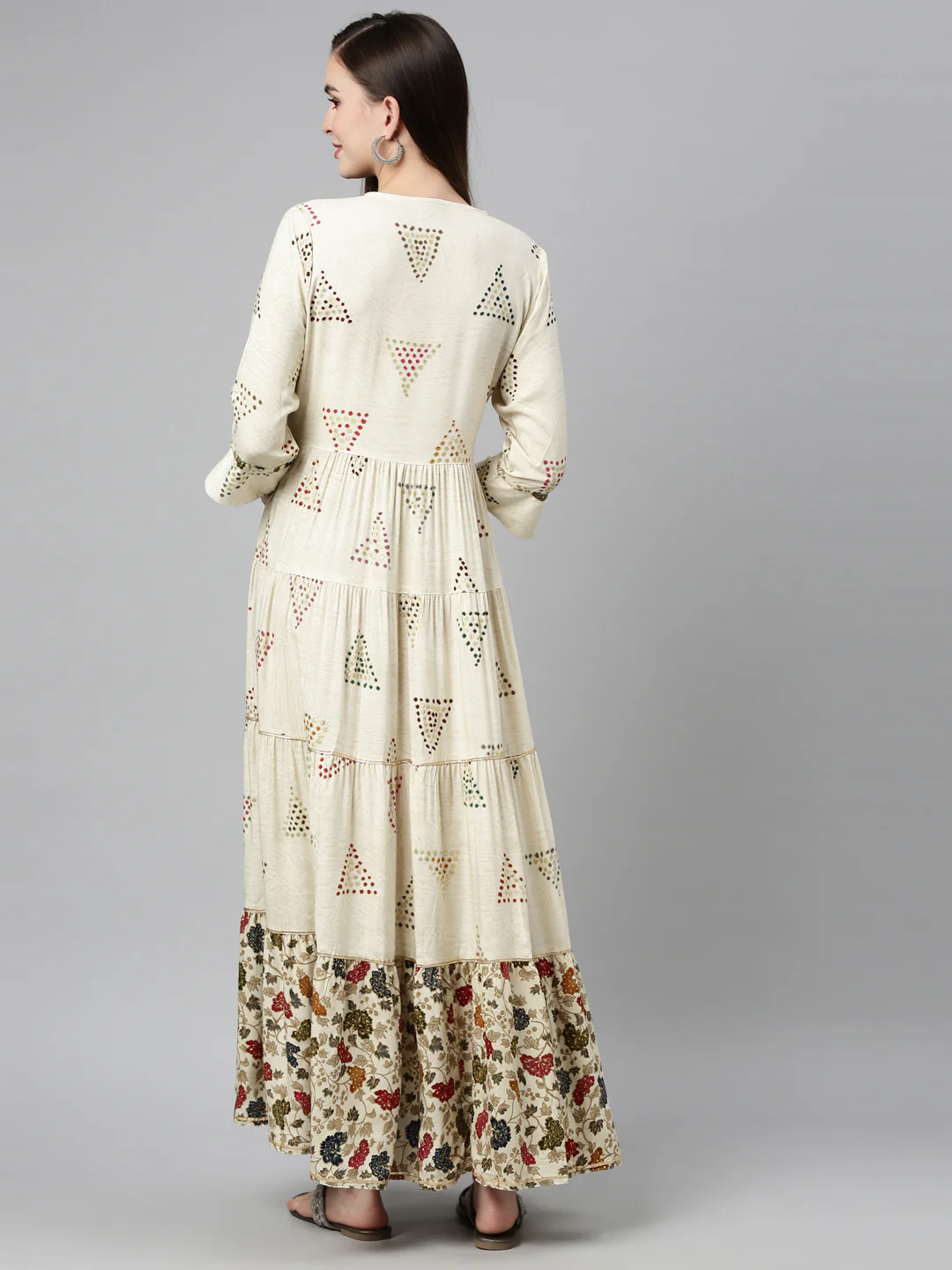 Neerus Cream Color Rayon Fabric Kurta - Image 2