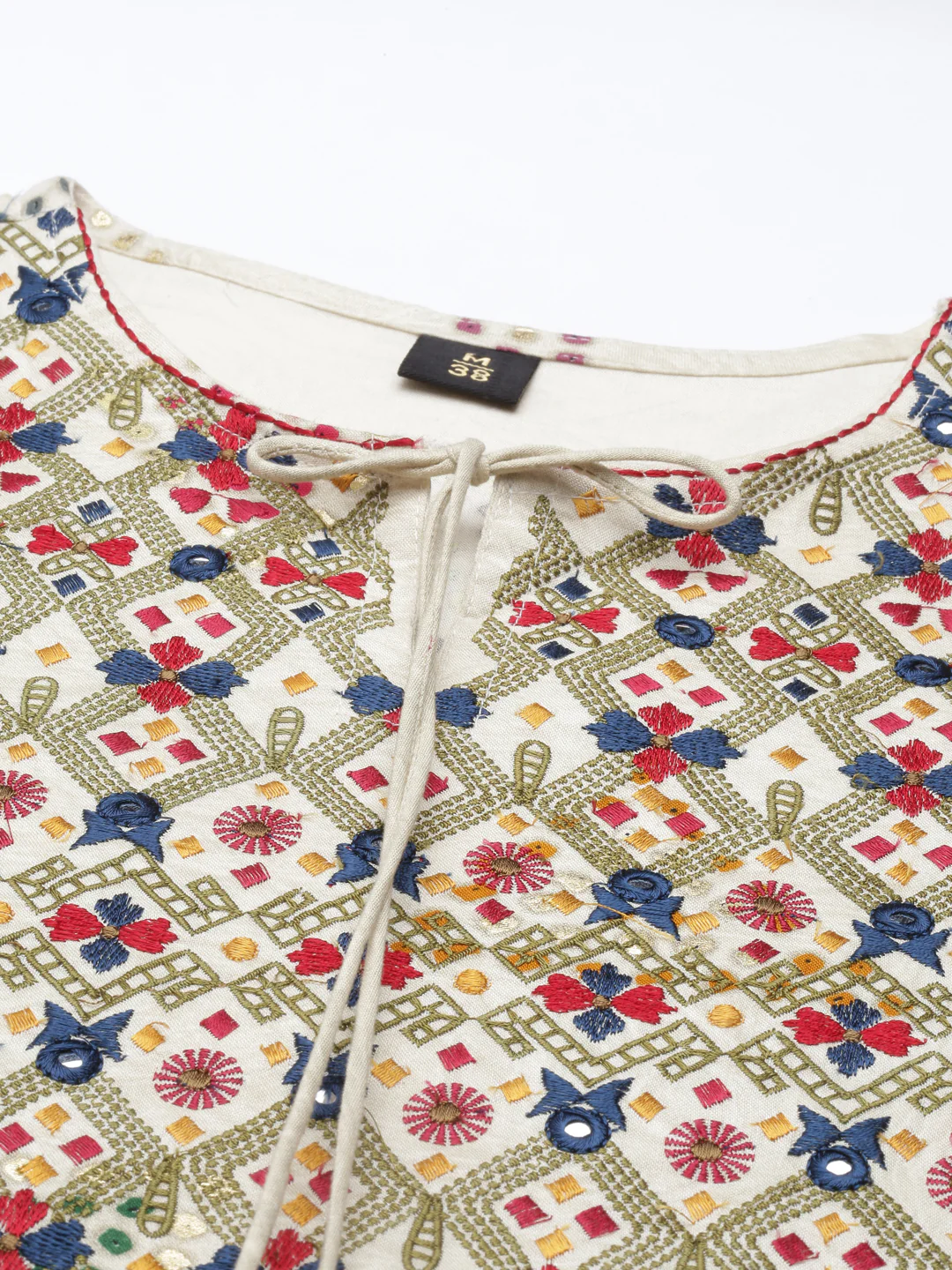 Neerus Cream Color Rayon Fabric Kurta - Image 6