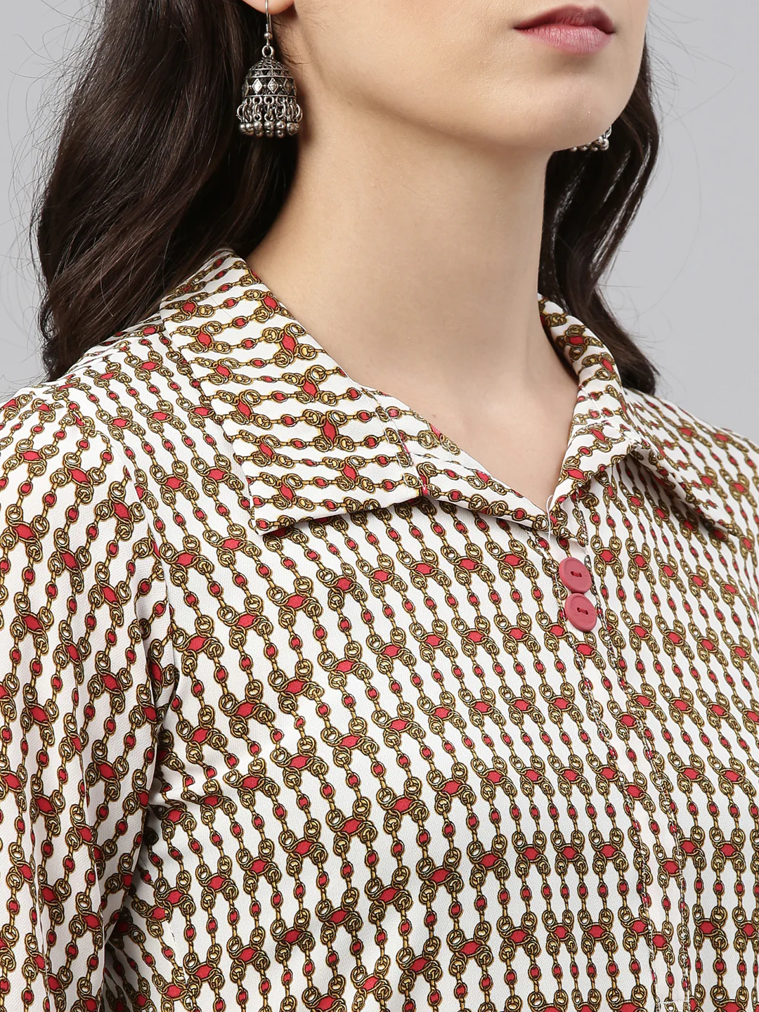Neerus Cream Color Rayon Fabric Tunic - Image 5