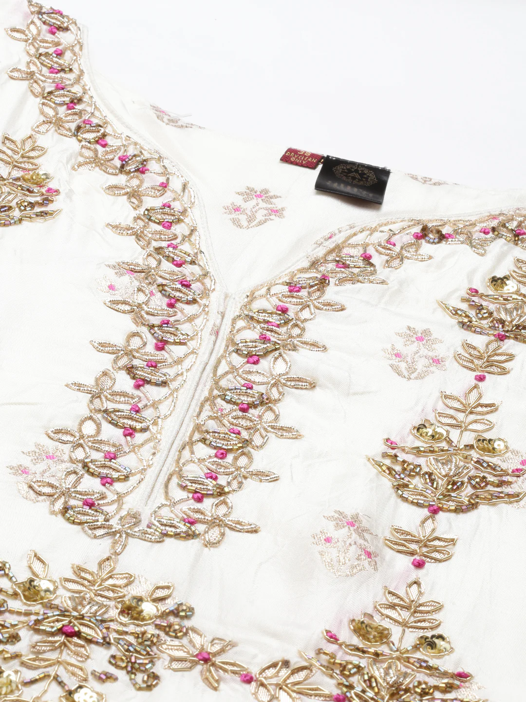 Neerus Cream Color Santoon Fabric Kurta With Dupatta - Image 2