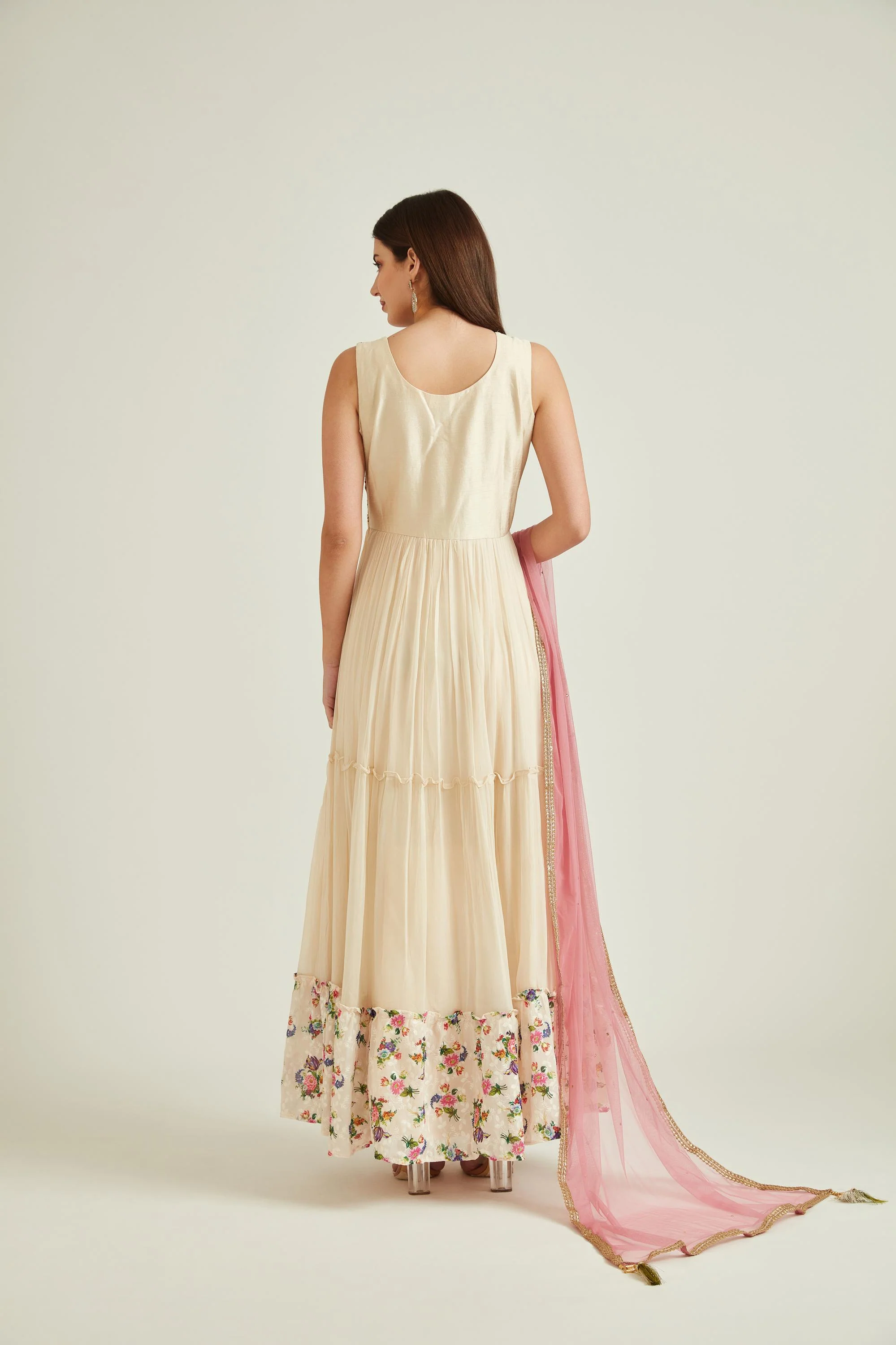 Neerus Cream Colour Georgette Fabric Suit - Image 3