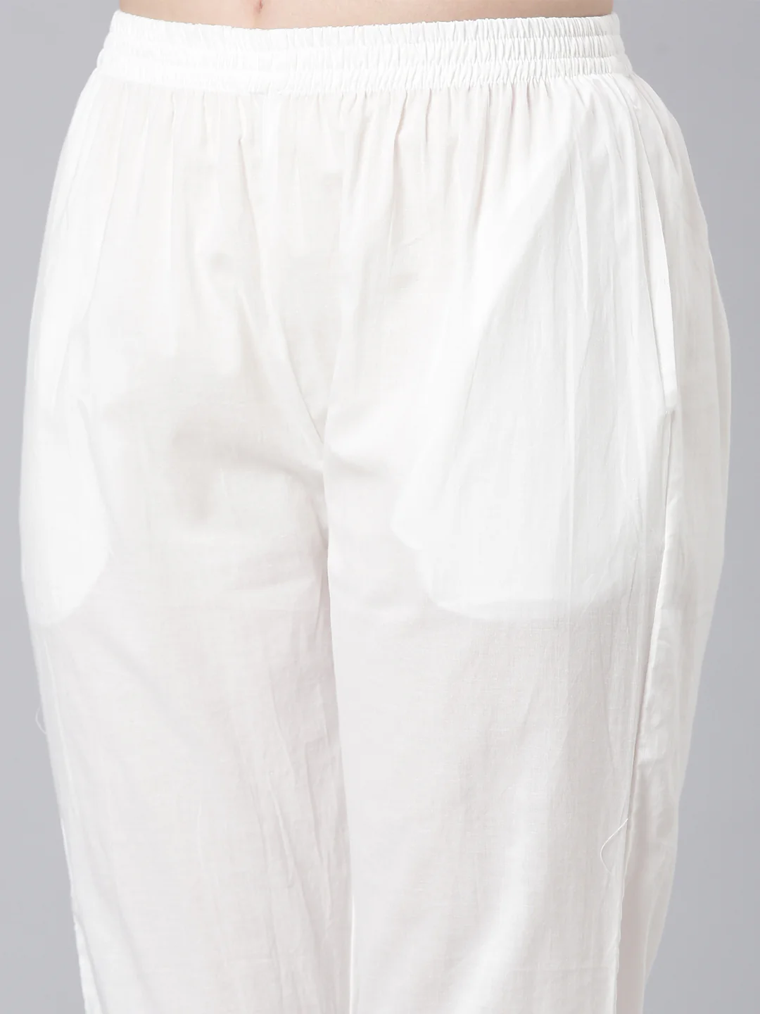 Neerus Cream Embroidered Anarkali Kurta and Trousers With Dupatta - Image 6