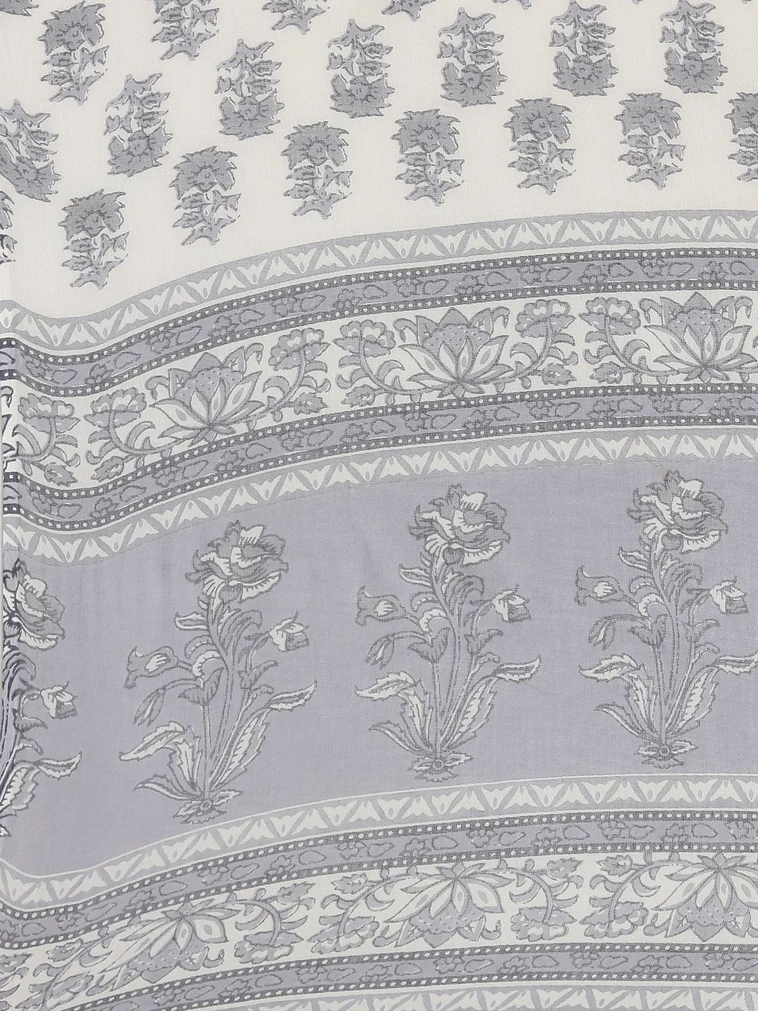 Neerus Cream Printed Anarkali Kurta and Trousers With Dupatta - Image 7