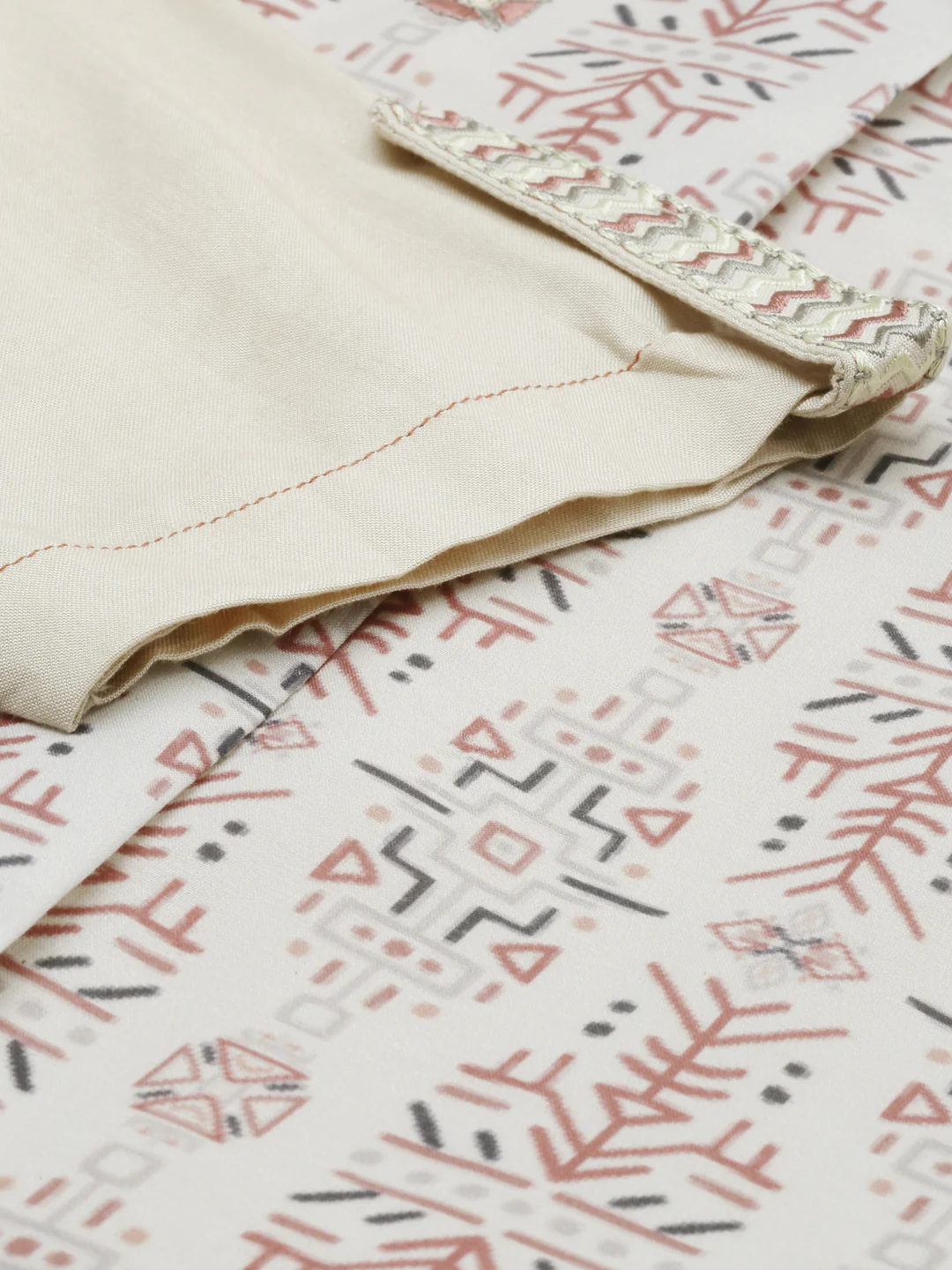 Neerus Cream Printed High Low Kurta - Image 4