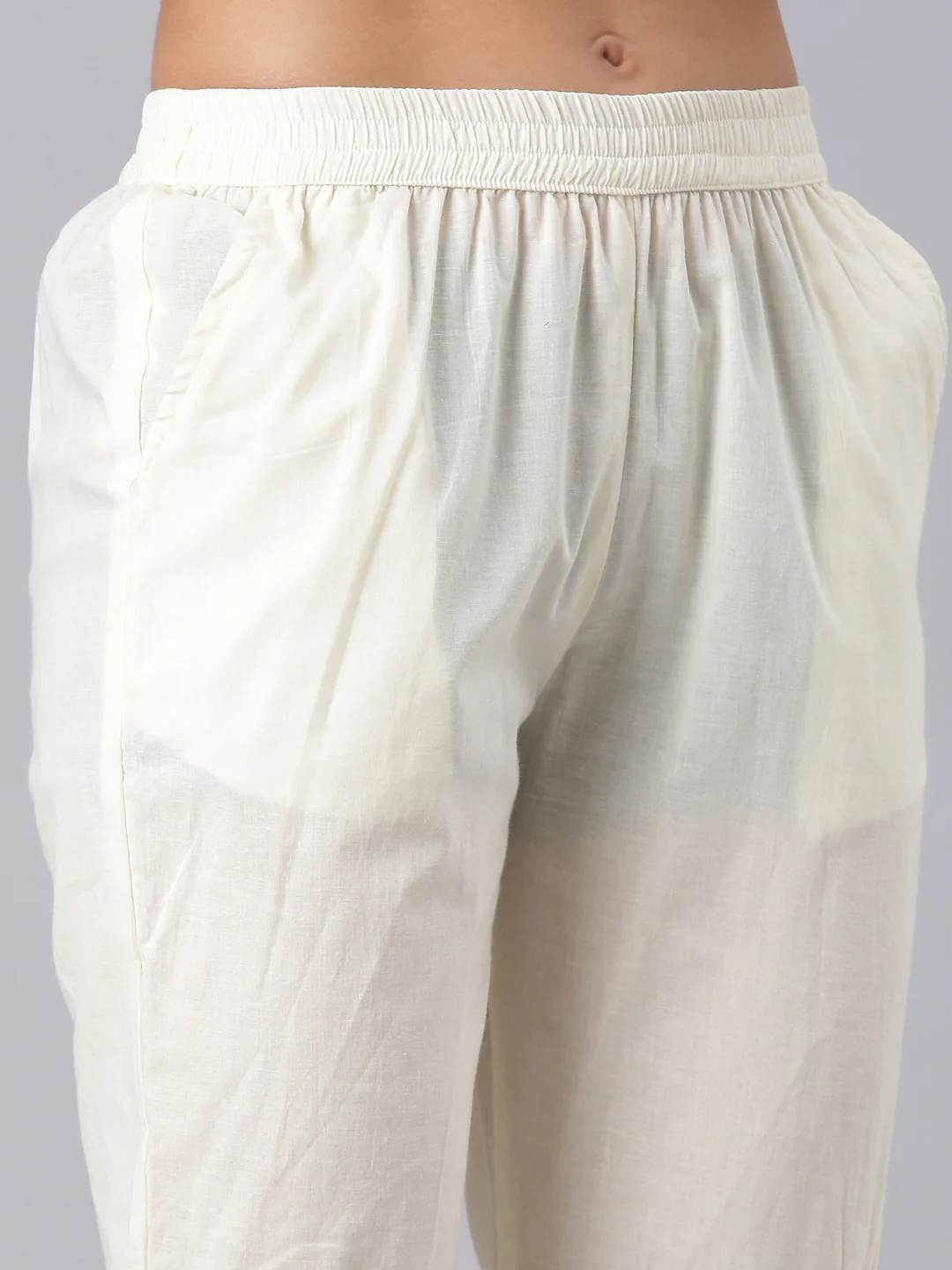 Neerus Cream Printed Straight Kurta And Trousers With Dupatta - Image 6