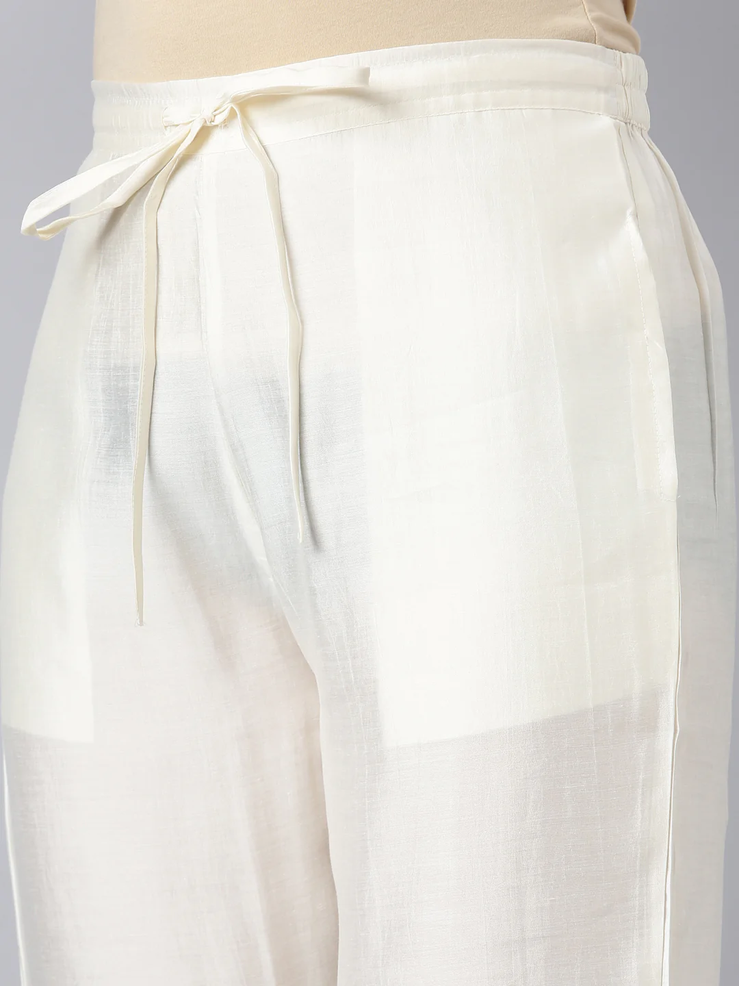Neerus Cream Regular Straight Animal Kurta And Trousers - Image 6