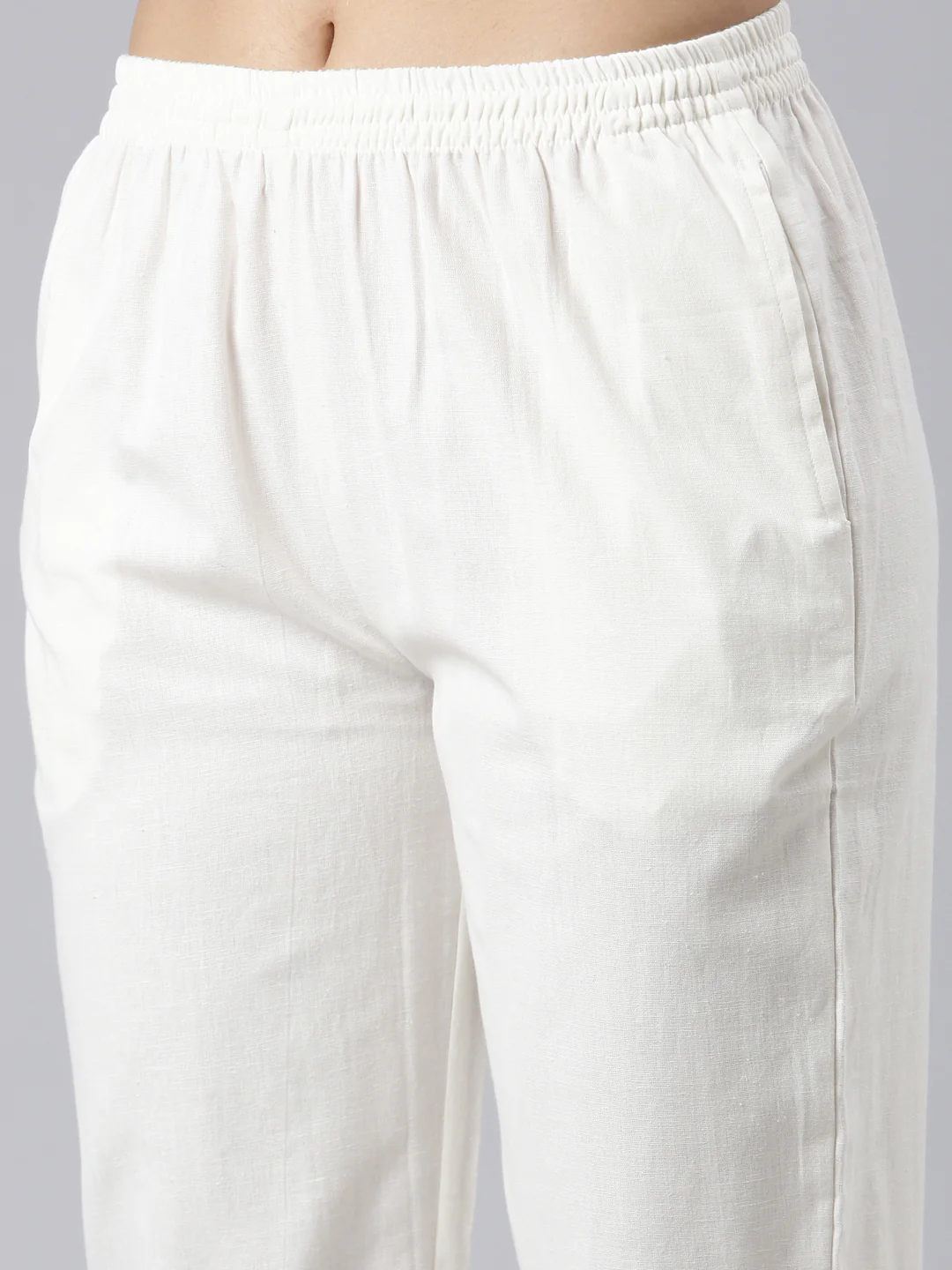 Neerus Cream Regular Straight Printed Kurta and Trousers With Dupatta - Image 6