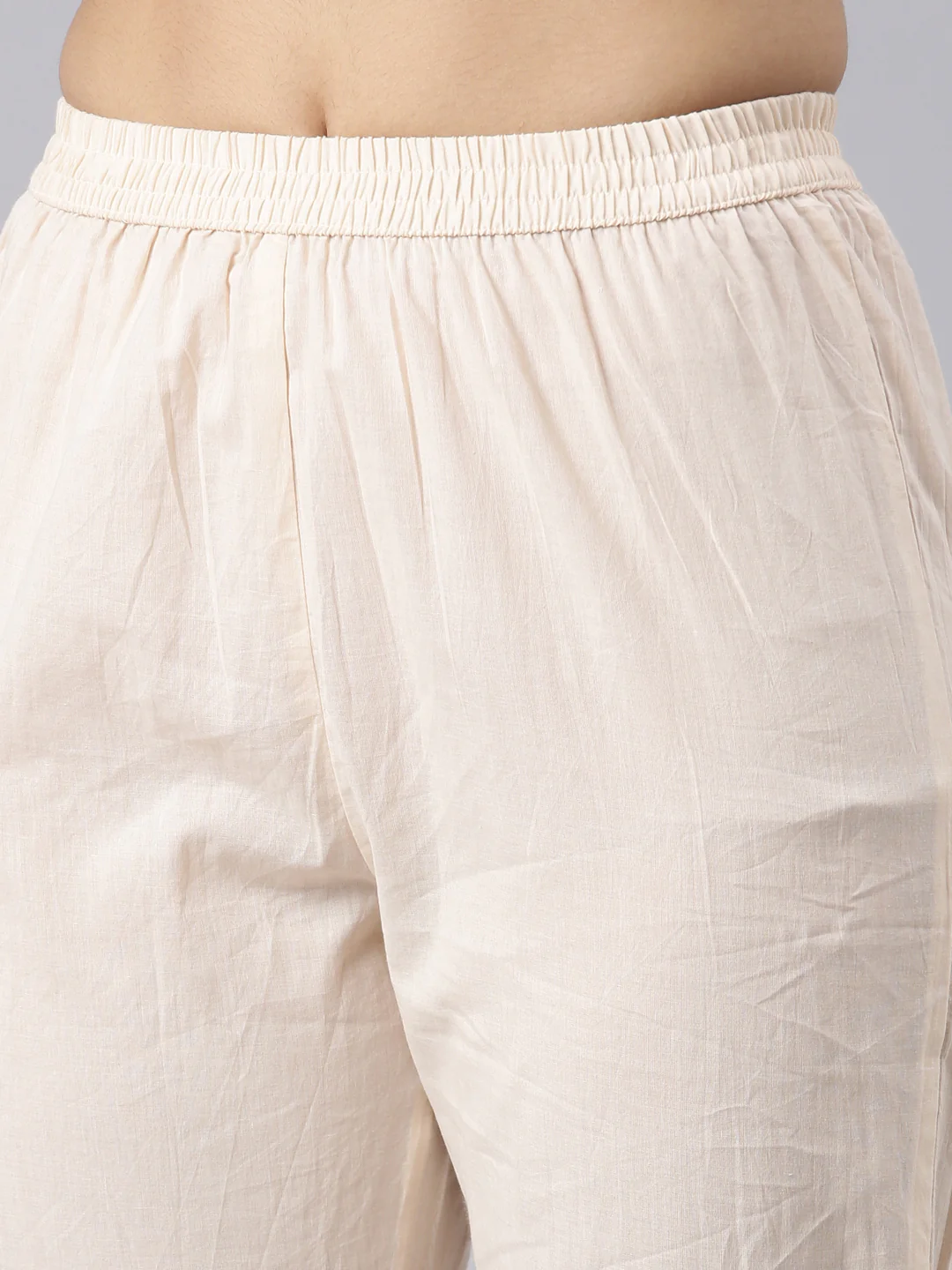 Neerus Cream Regular Straight Printed Kurta and Trousers With Dupatta - Image 6