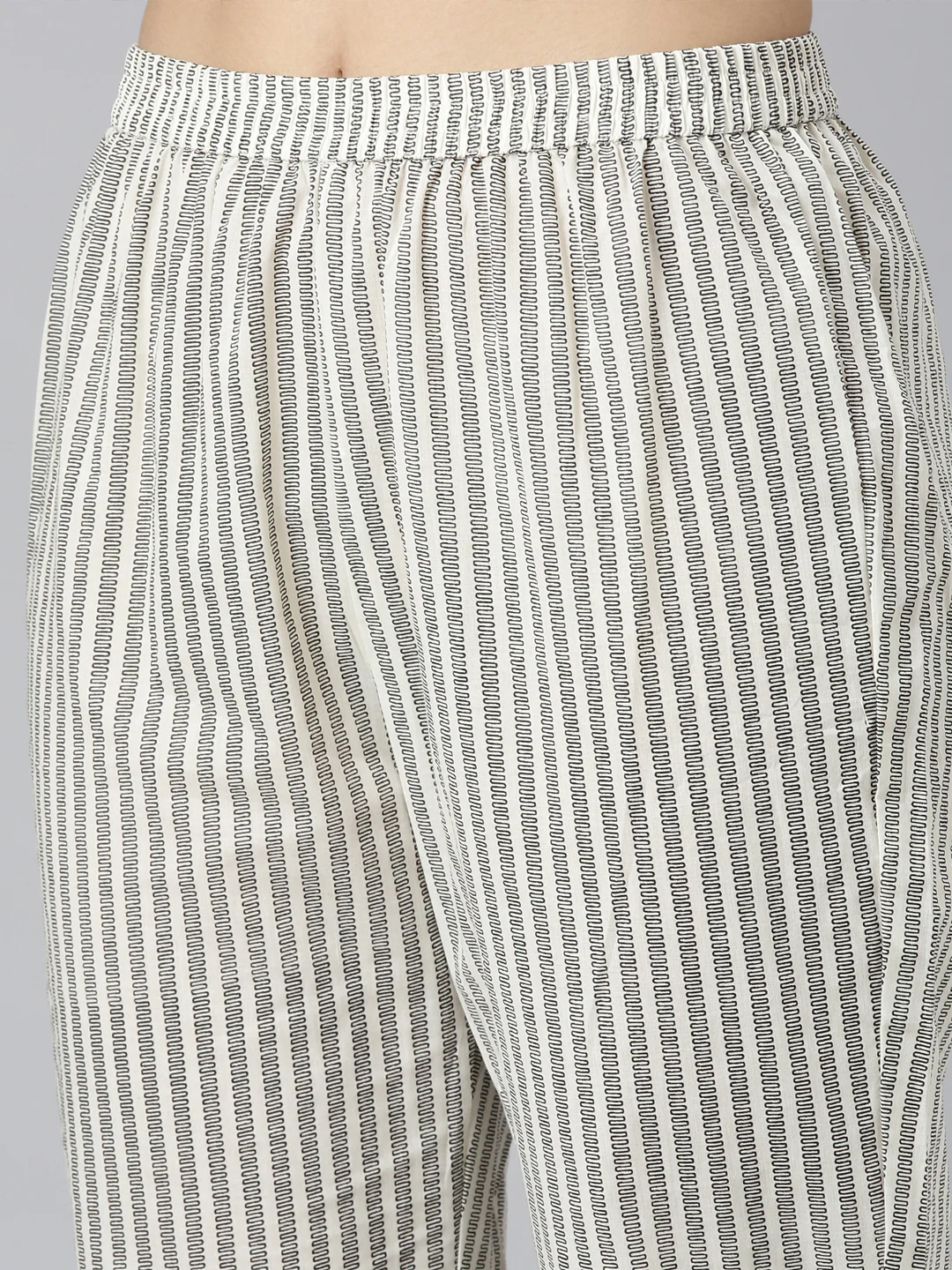 Neerus Cream Regular Straight Printed Kurta and Trousers With Dupatta - Image 6