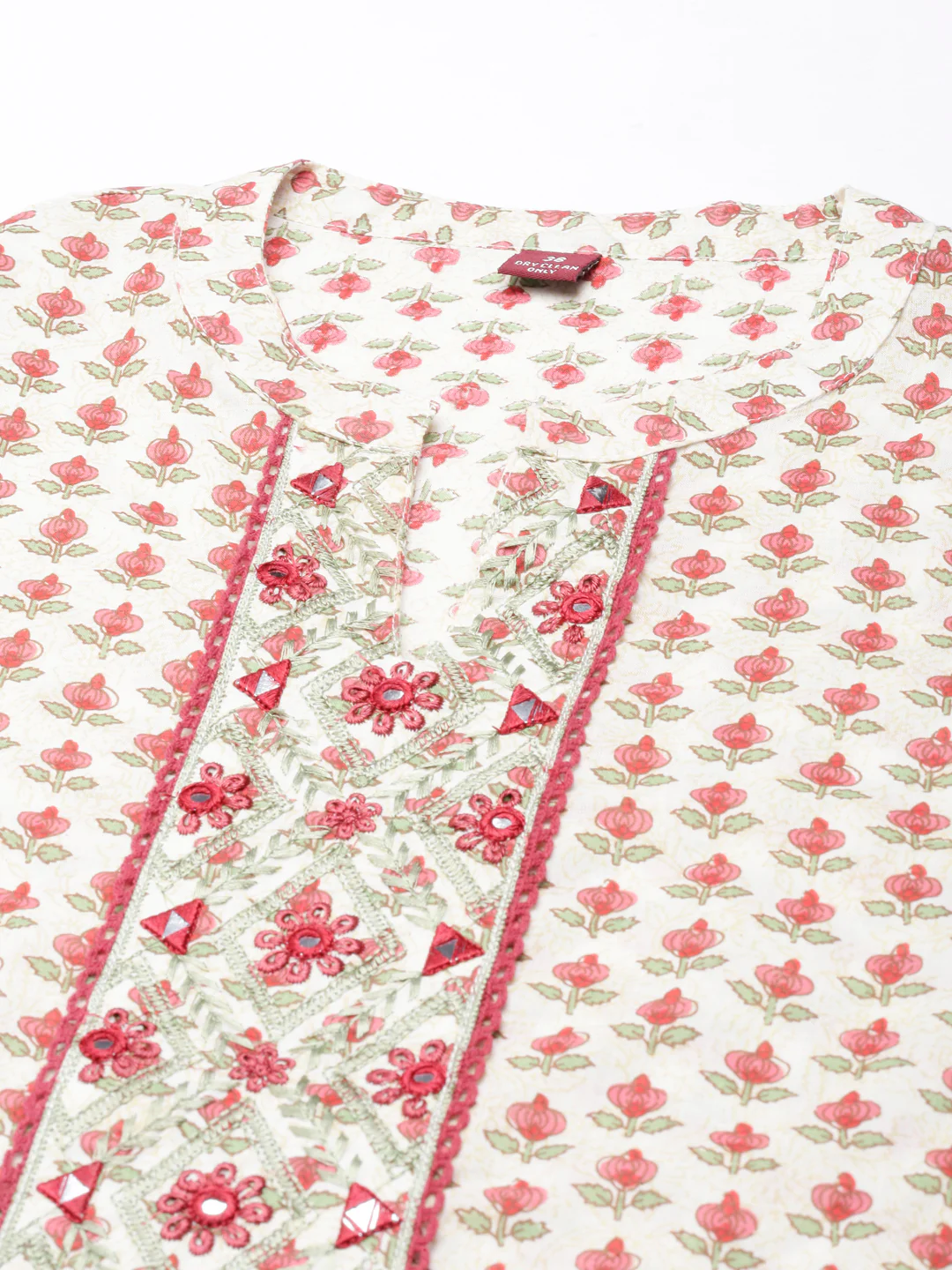 Neerus Cream Straight Casual Floral Straight Kurta - Image 2