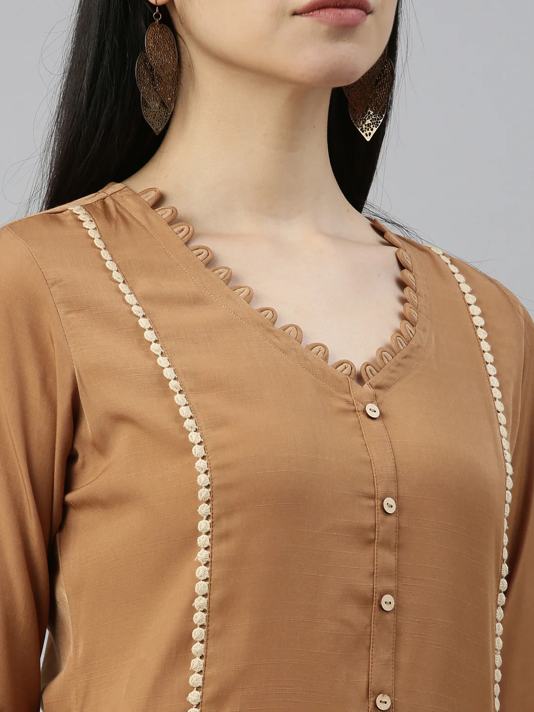 Neerus D Beige Color Rayon Fabric Kurta - Image 8