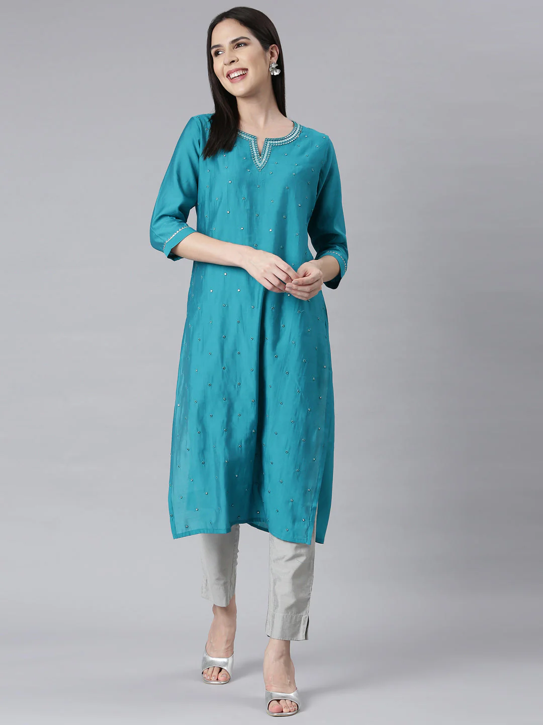 Neerus D Rama Panelled Straight Embellished Kurta - Image 4