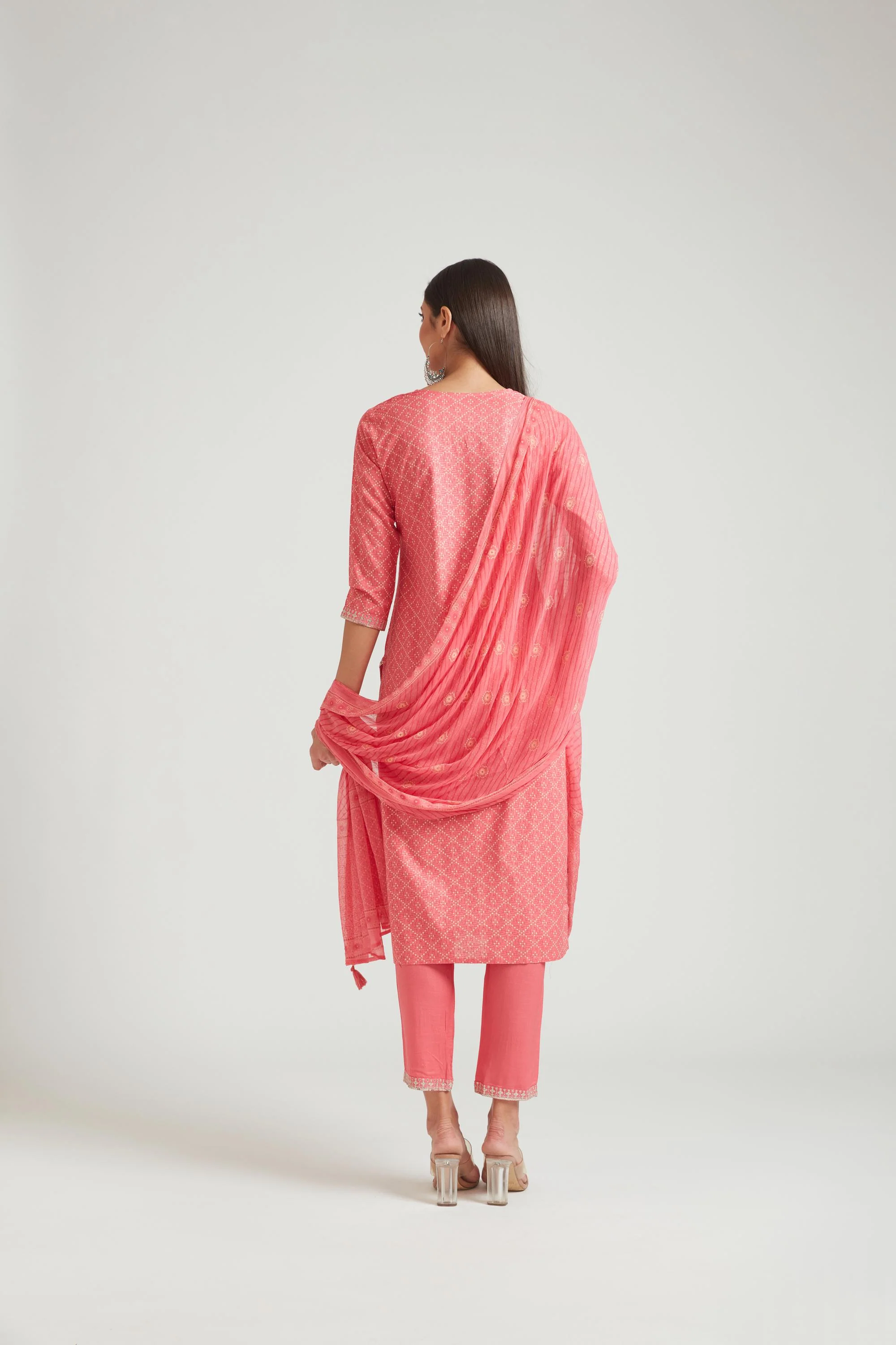 Neerus Deep Caramine Color Cotton Fabric Salwar Kameez - Image 2