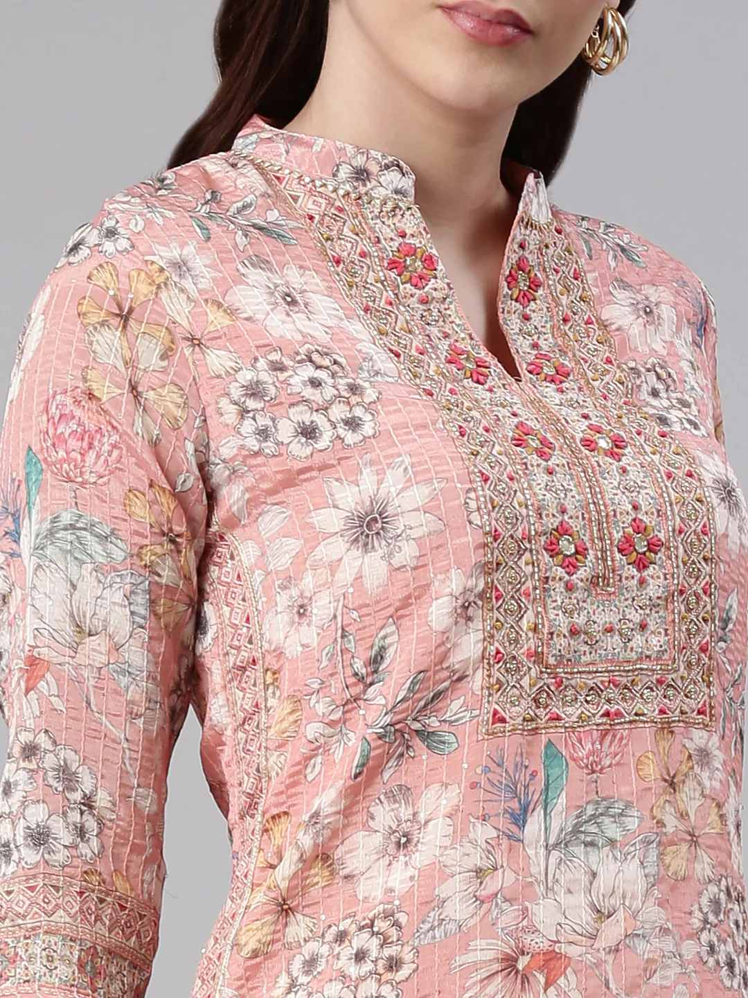 Neerus Ethnic Motifs Embroidered Thread Work Kurta with Sharara With Dupatta - Image 4