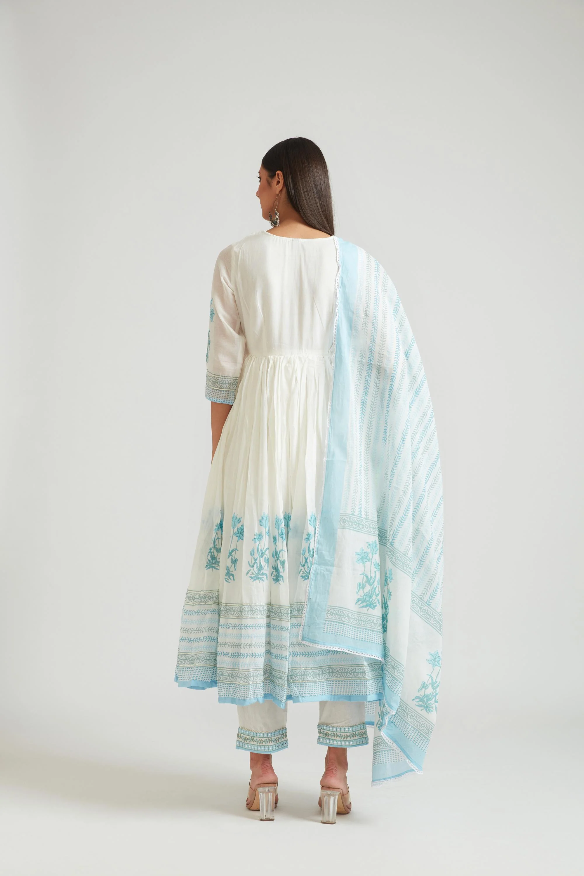 Neerus Ferozi Color Chanderi Fabric Kurta Set - Image 7