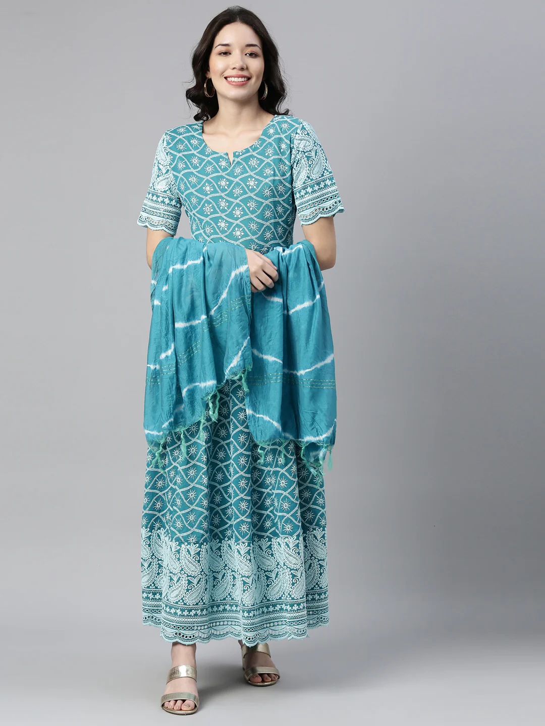 Neerus Ferozi Color Cotton Fabric Kurta - Image 7