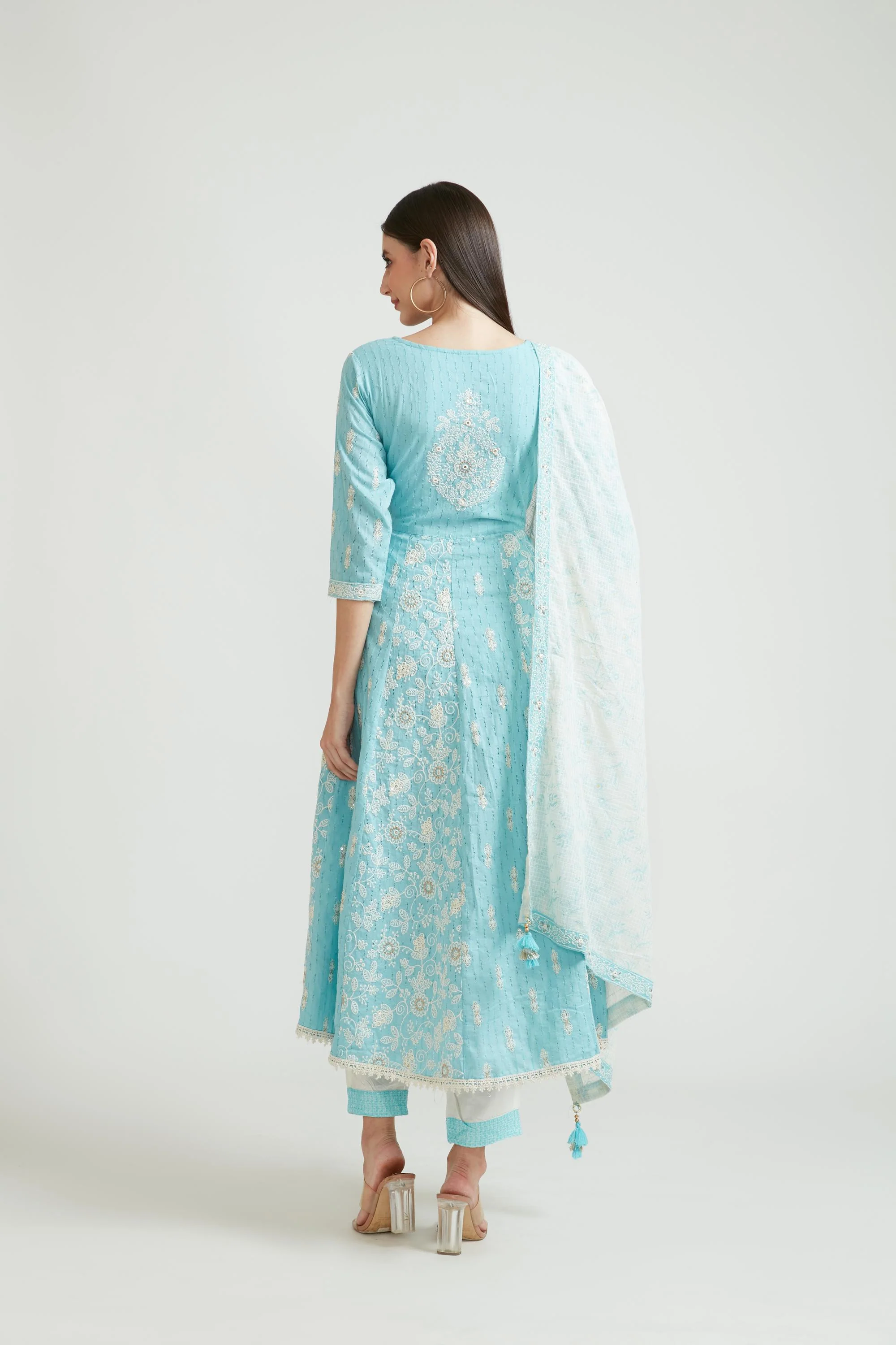 Neerus Ferozi Color Cotton Fabric Kurta Set - Image 3