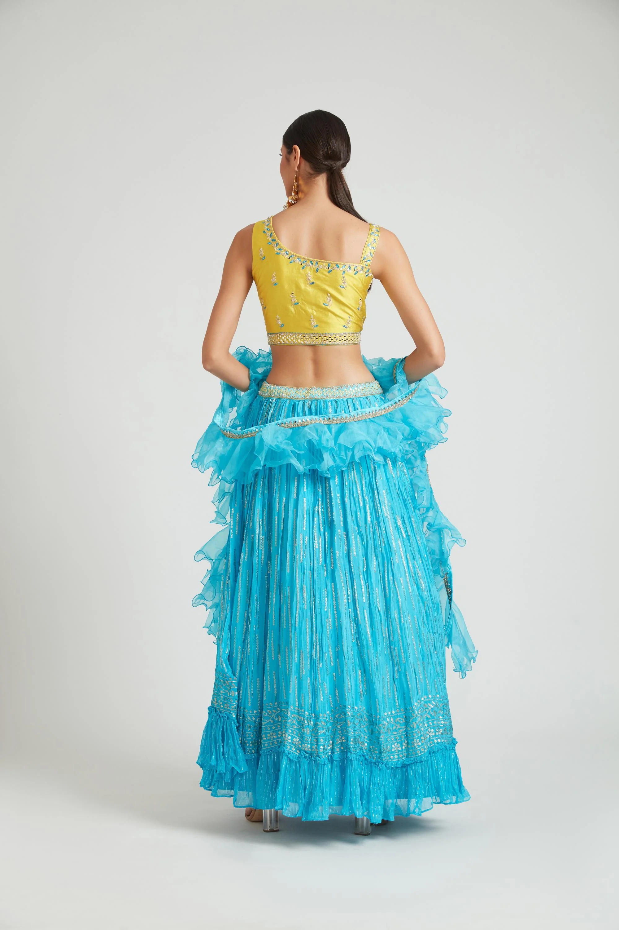 Neerus Ferozi Color Georgette Fabric Lehenga Choli - Image 4