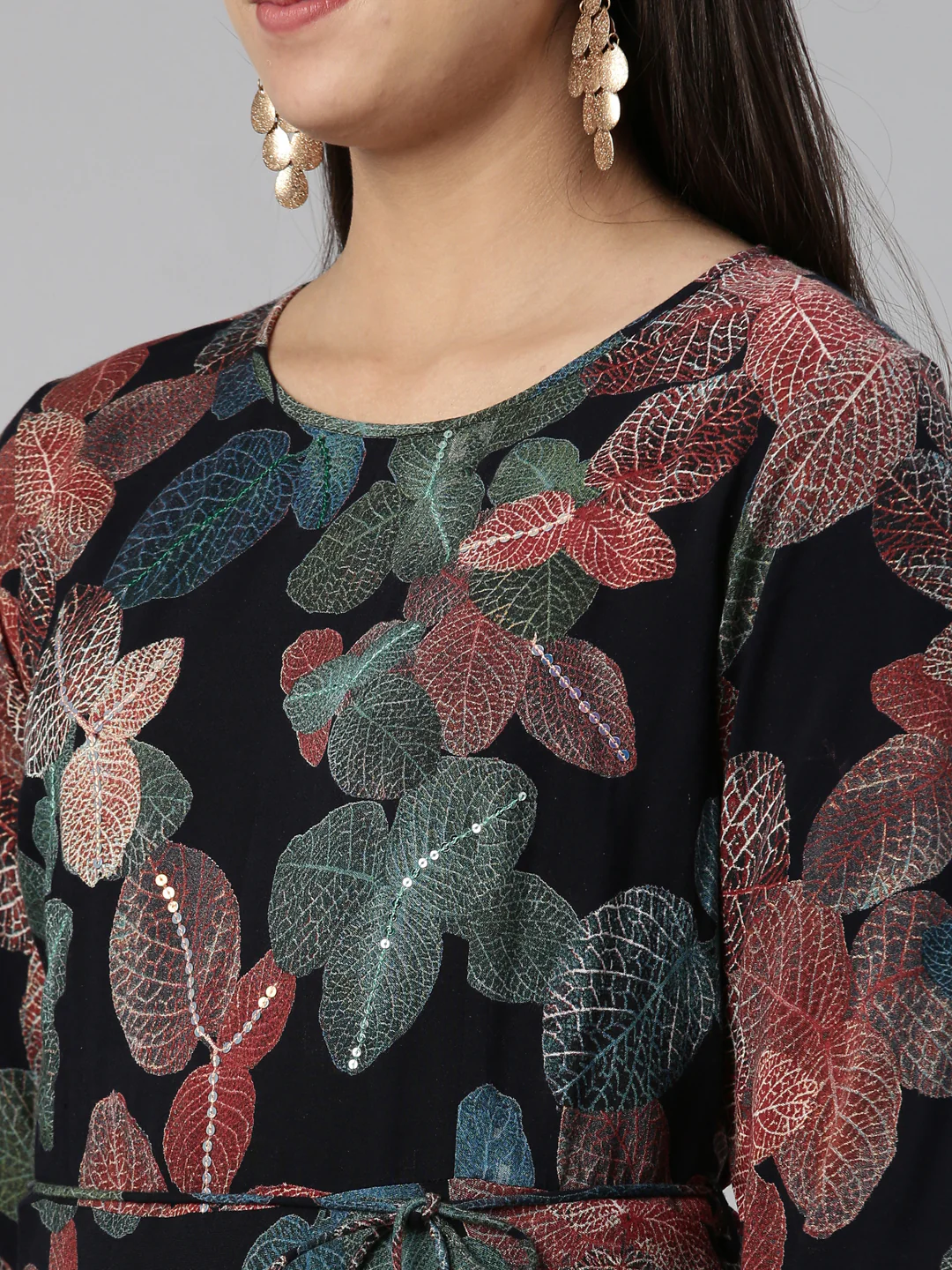 Neerus Floral Ethnic Maxi Dress - Image 4