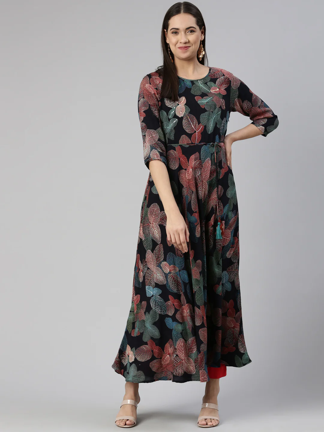 Neerus Floral Ethnic Maxi Dress - Image 5