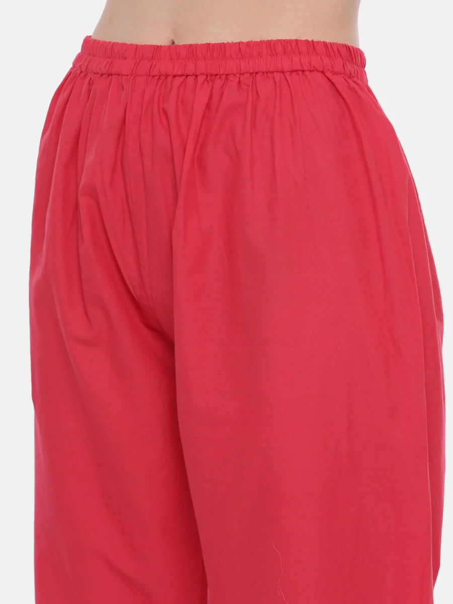 Neerus Fuchsia Embellished Kurta With Palazzo & Dupatta - Image 5