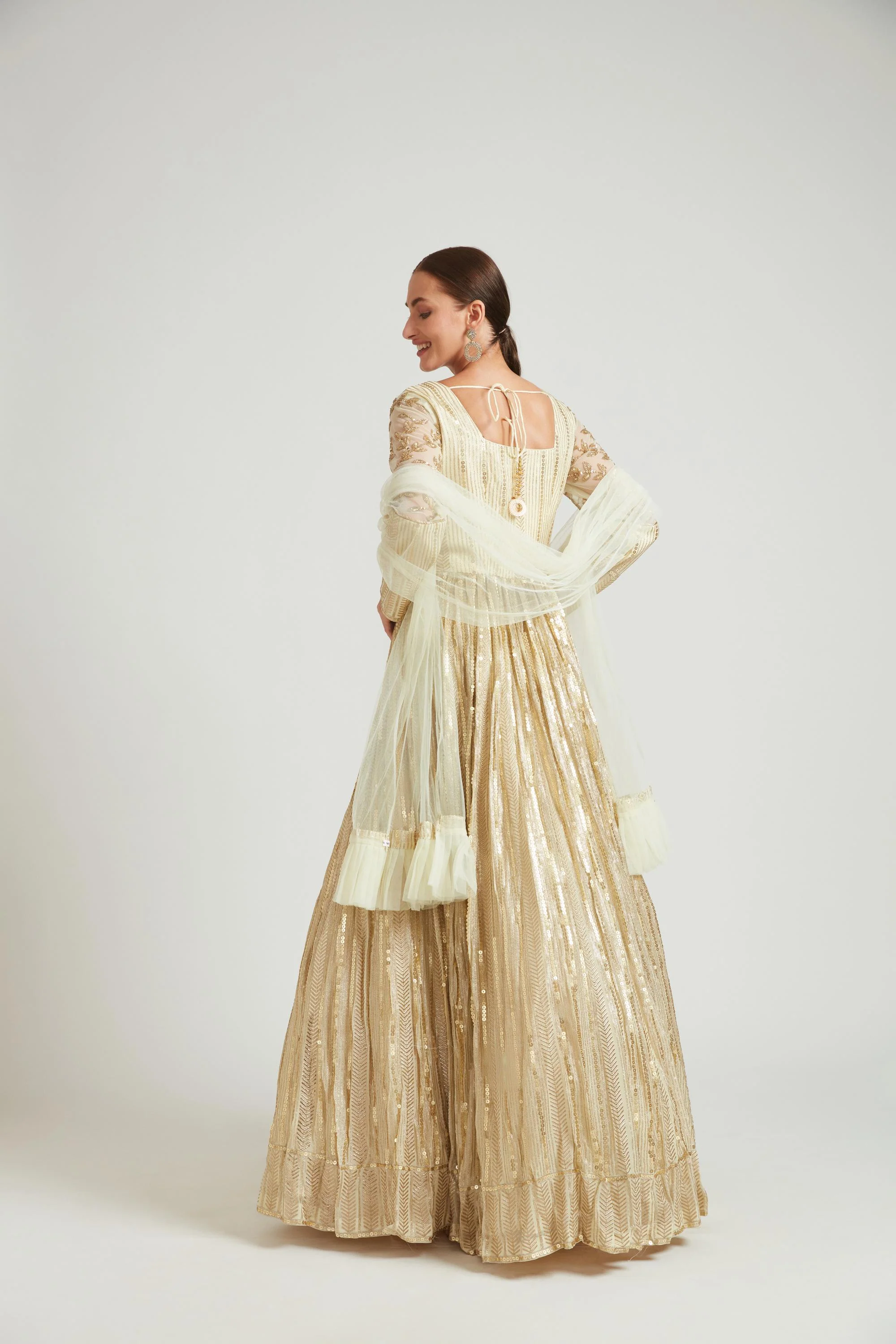 Neerus Gold Color Georgette Fabric Anarkali - Image 5