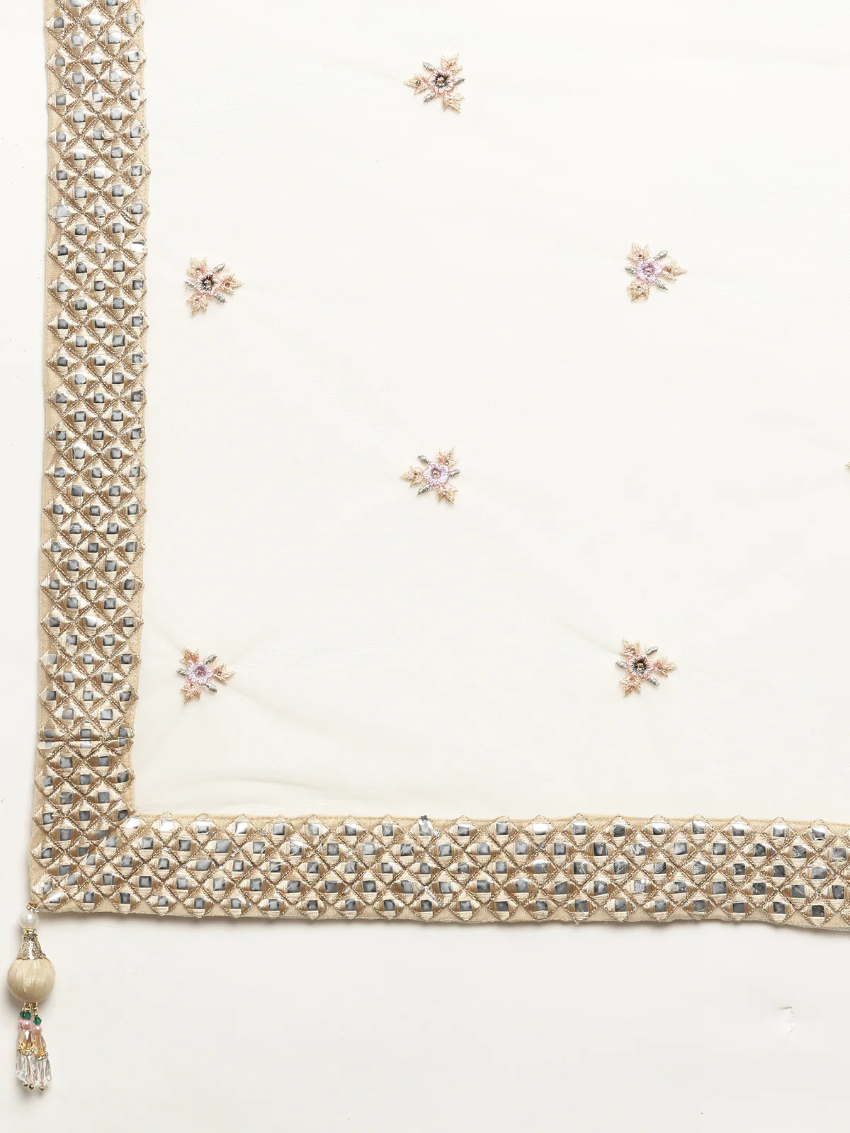 Neerus Gold Color Nett Fabric Ghagra Set - Image 2