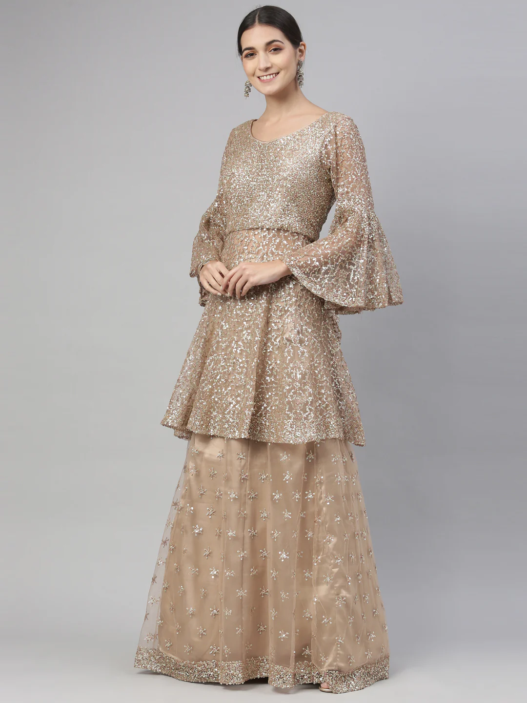 Neerus Gold Color Nett Fabric Lehenga Set - Image 29
