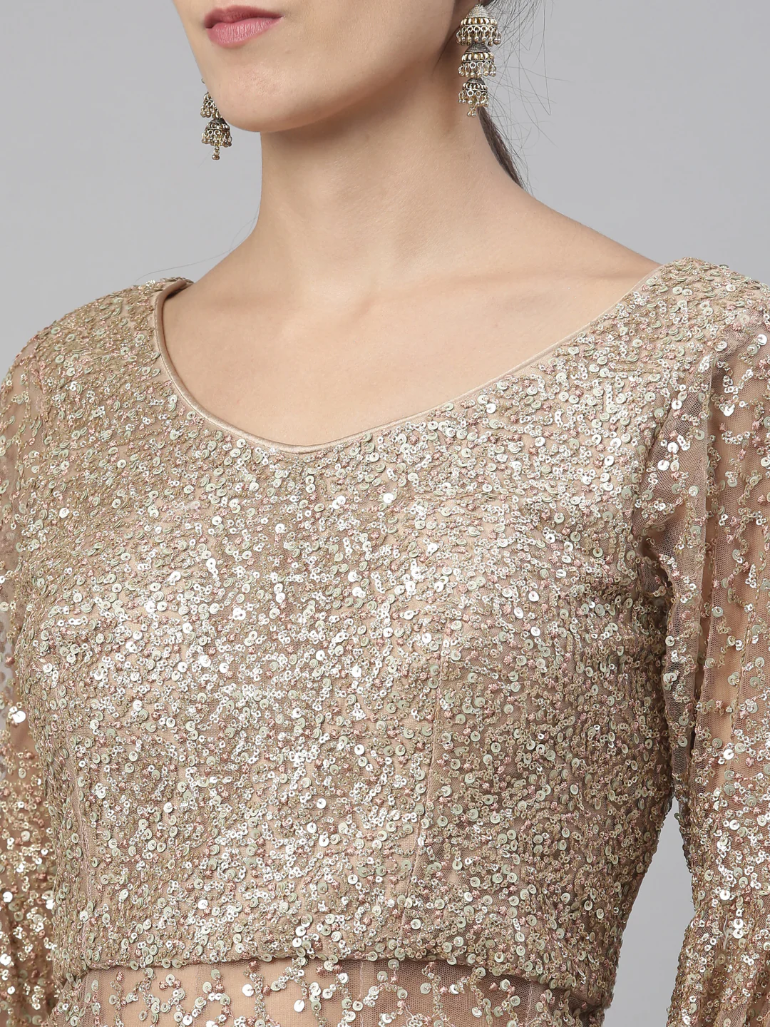 Neerus Gold Color Nett Fabric Lehenga Set - Image 43