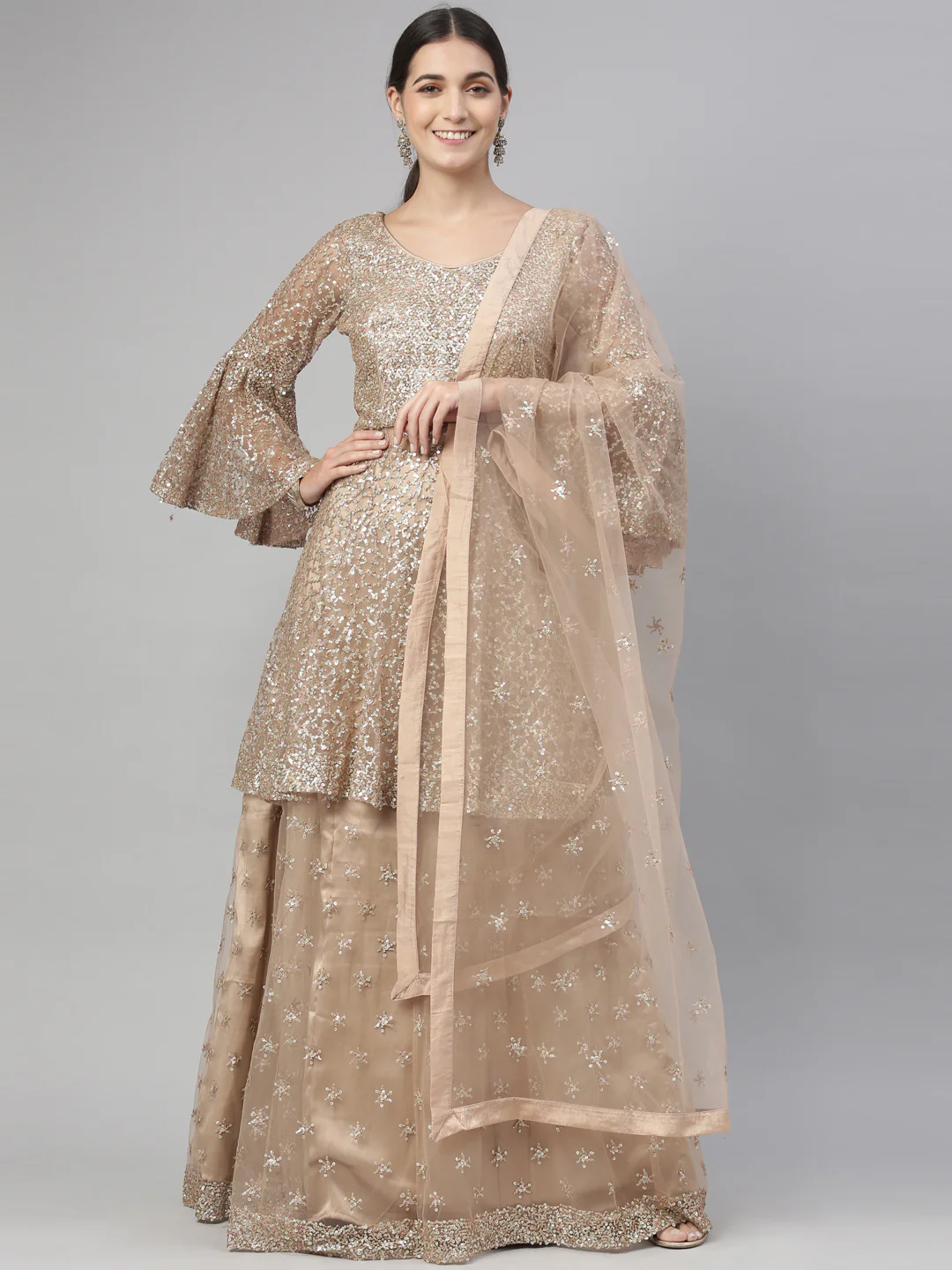 Neerus Gold Color Nett Fabric Lehenga Set - Image 44