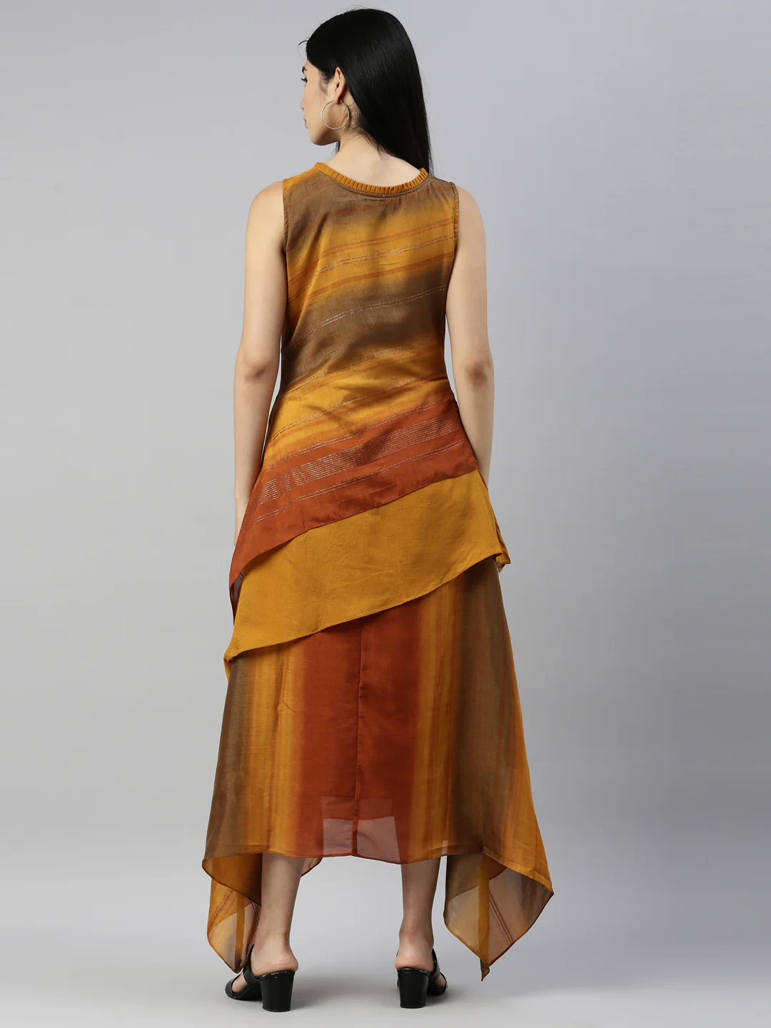 Neerus Gold Color Silk Fabric Kurta - Image 5