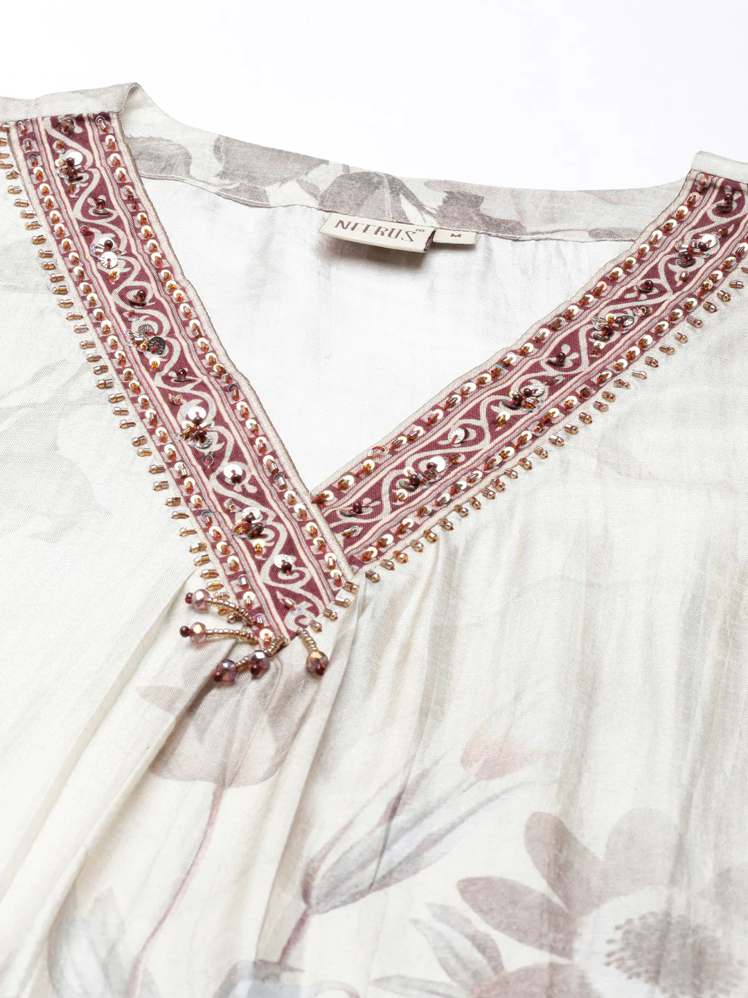 Neerus Gold Panelled Straight Kurta and Trousers With Dupatta - Image 4