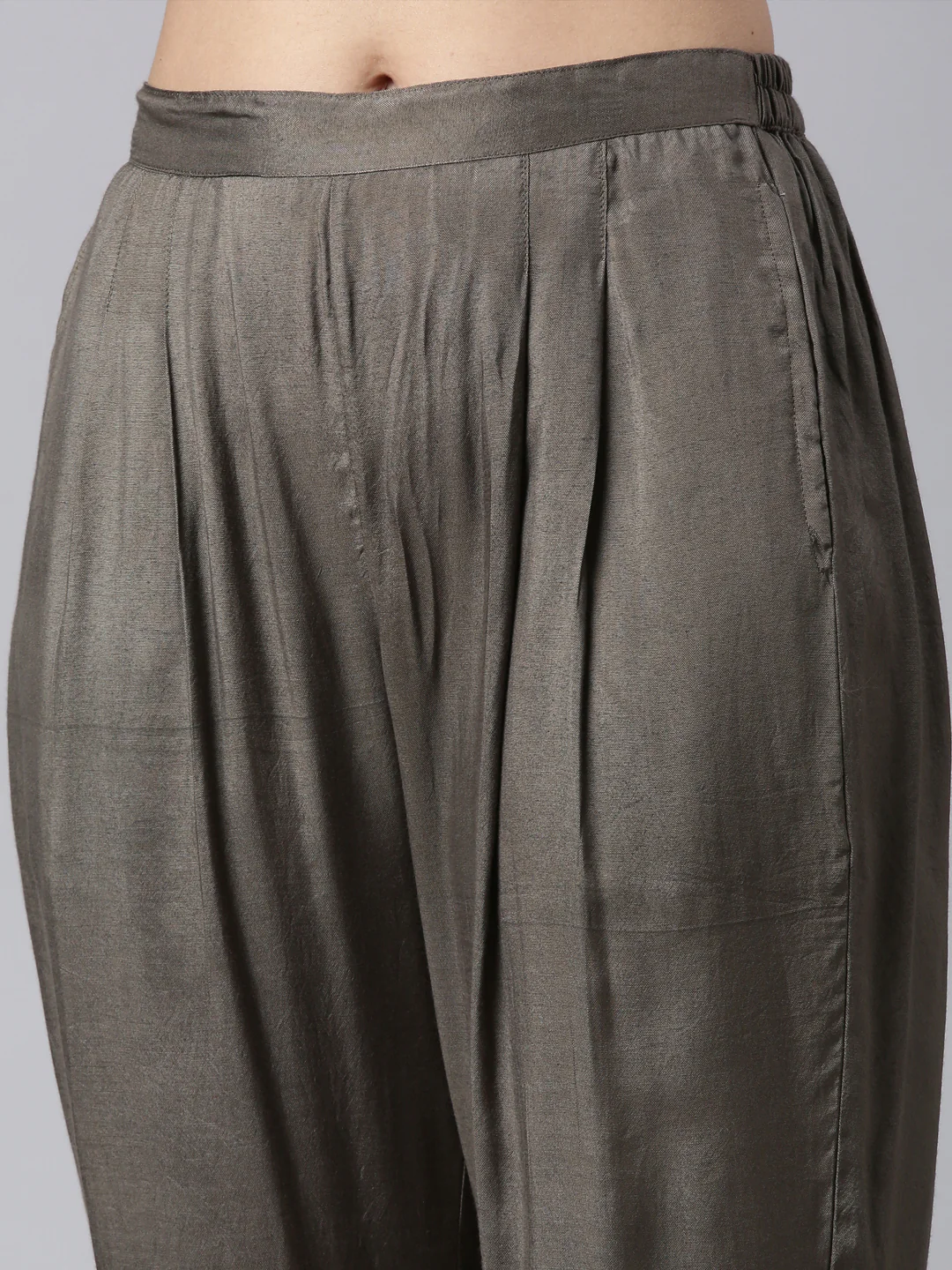 Neerus Gold Panelled Straight Kurta and Trousers With Dupatta - Image 6