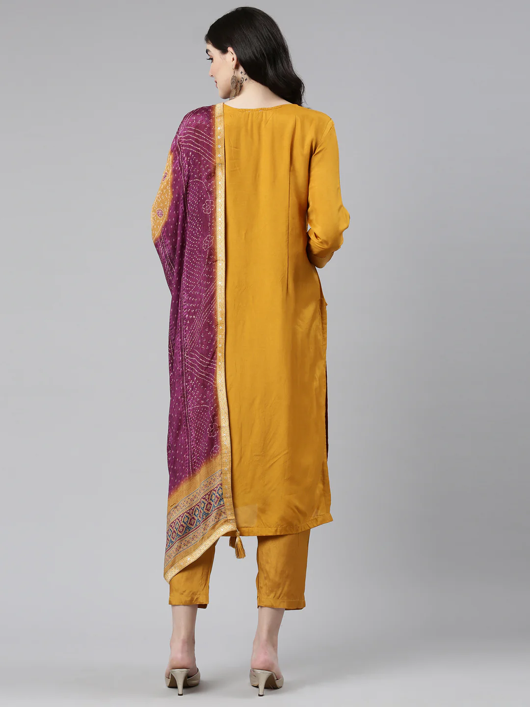 Neerus Gold Regular Straight Printed Readymade suits - Image 3
