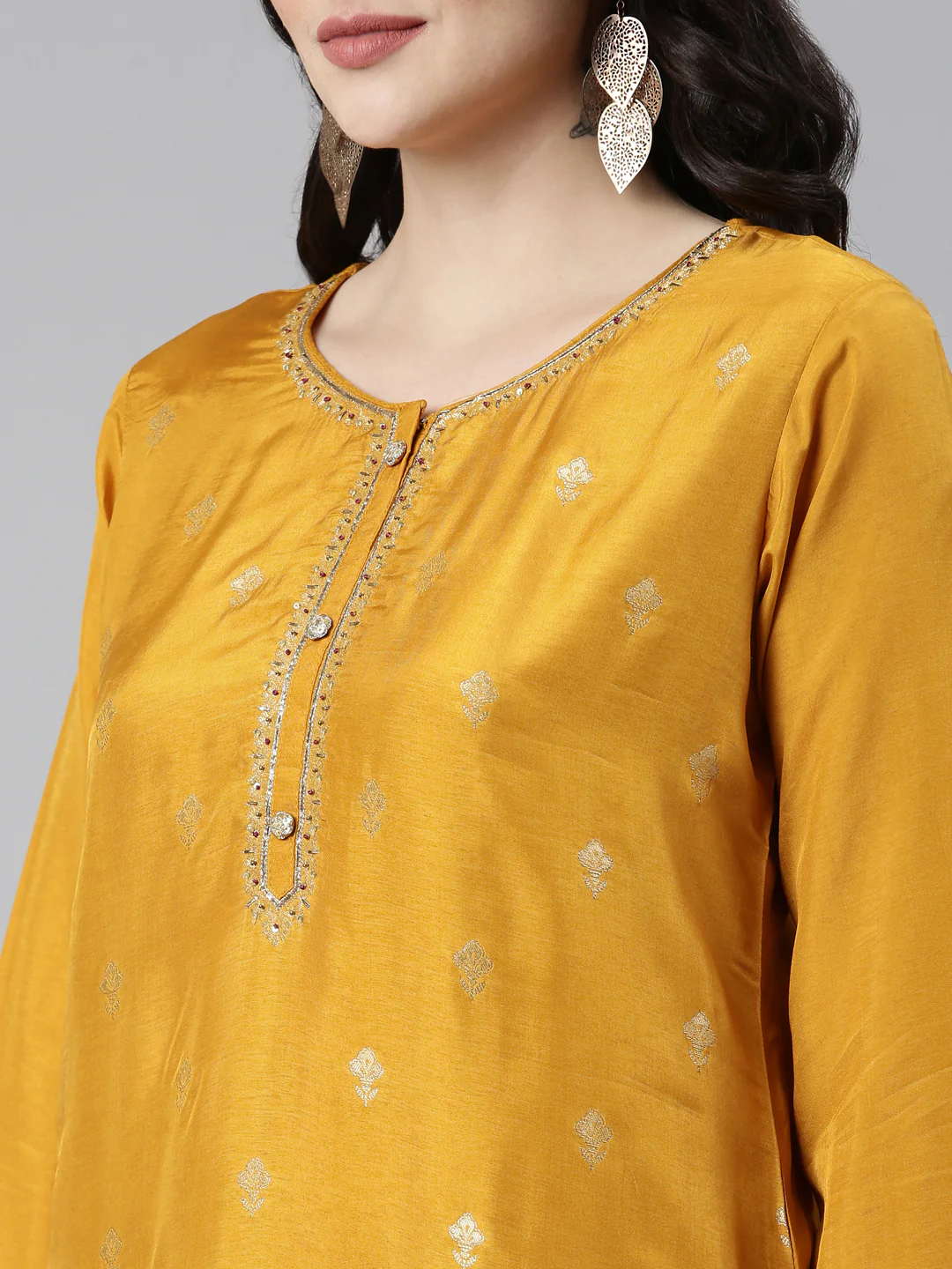 Neerus Gold Regular Straight Printed Readymade suits - Image 4