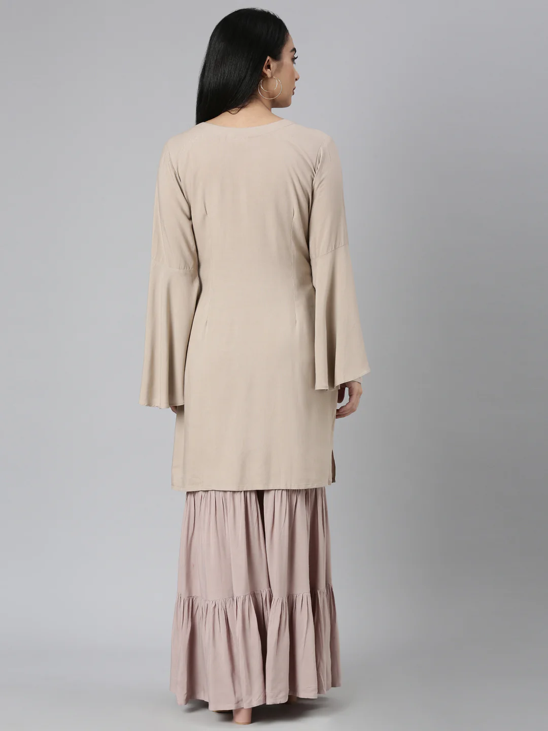 Neerus Gold Regular Straight Solid Kurta and Sharara - Image 3