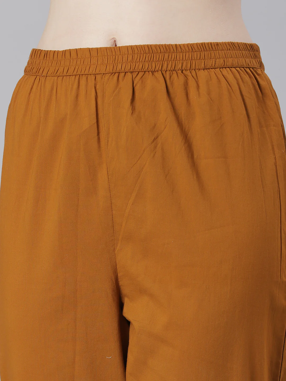 Neerus Gold Solid Straight Kurta and Trousers With Dupatta - Image 6