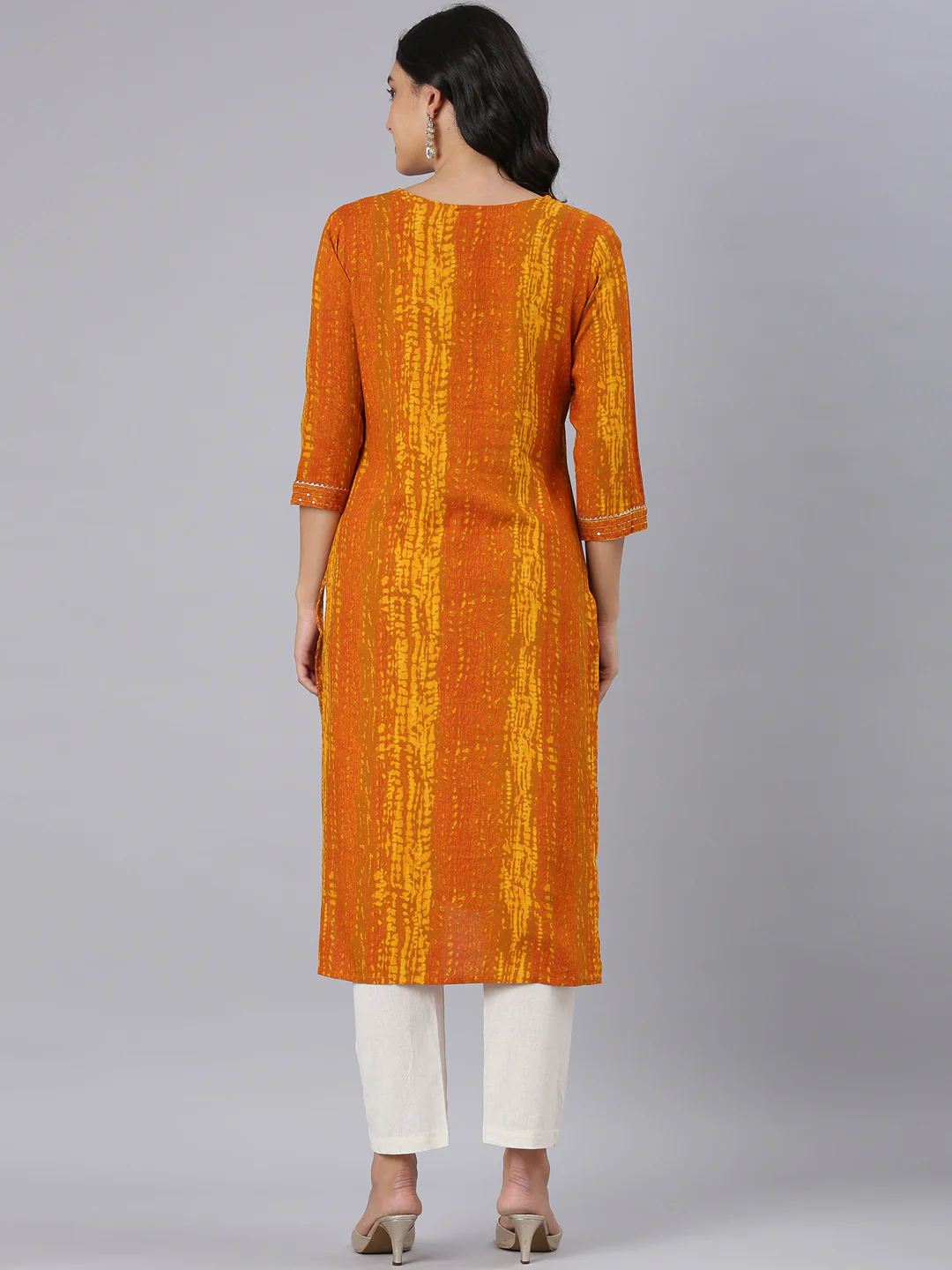 Neerus Gold Straight Casual Solid Kurta - Image 3