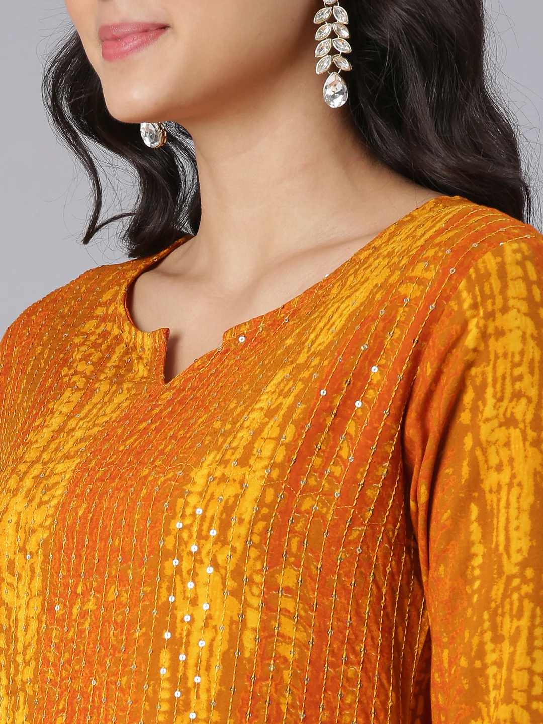 Neerus Gold Straight Casual Solid Kurta - Image 4