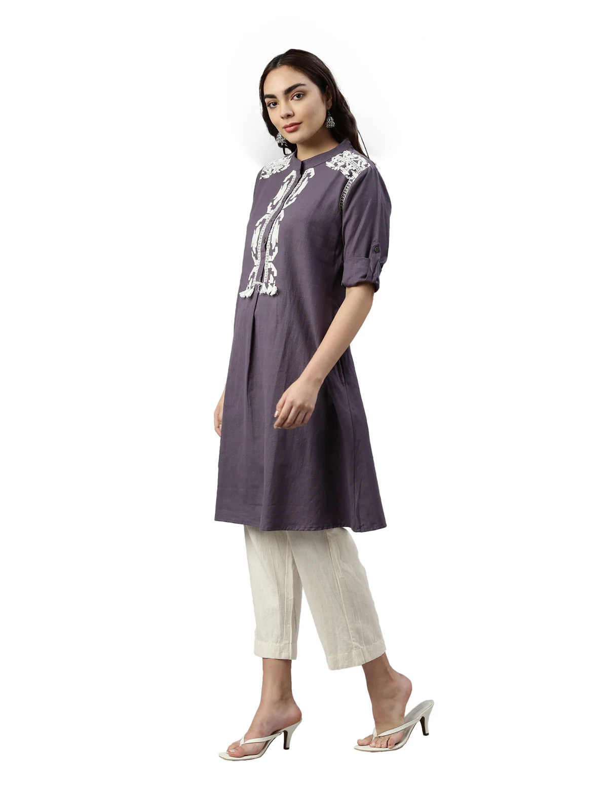Neerus Grey Color Flex Fabric Kurta Set - Image 3