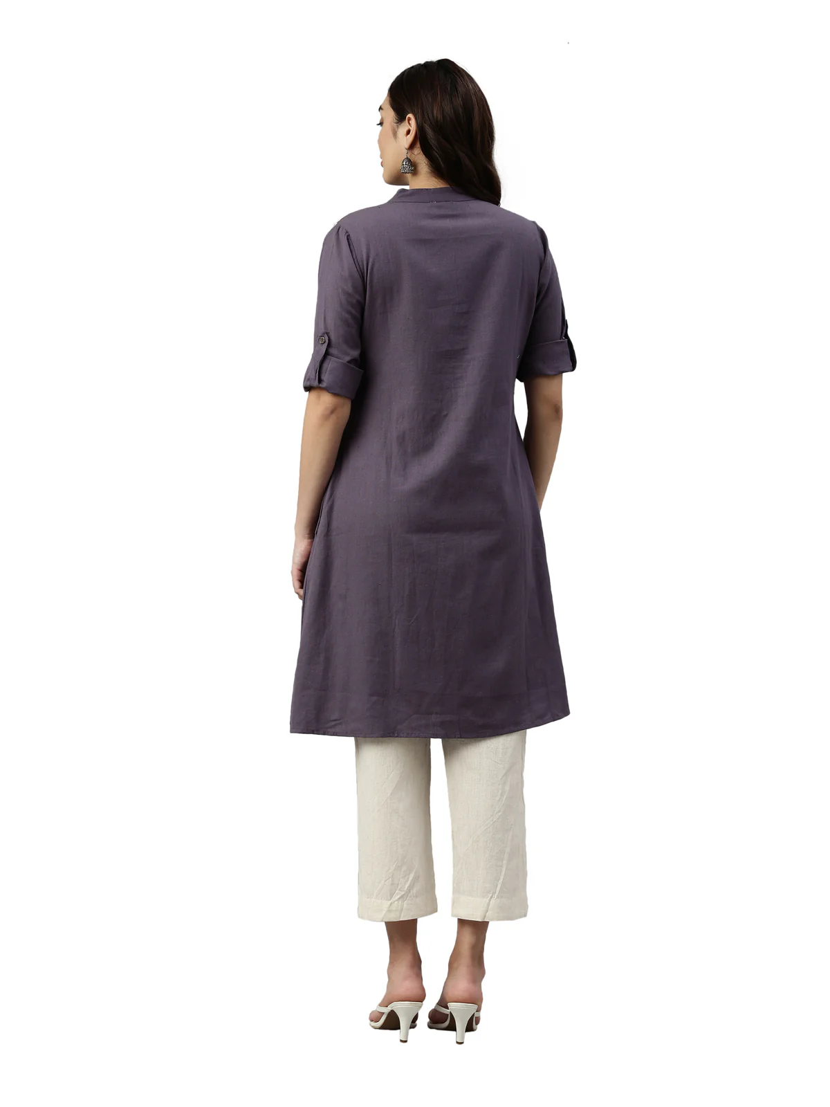 Neerus Grey Color Flex Fabric Kurta Set - Image 5