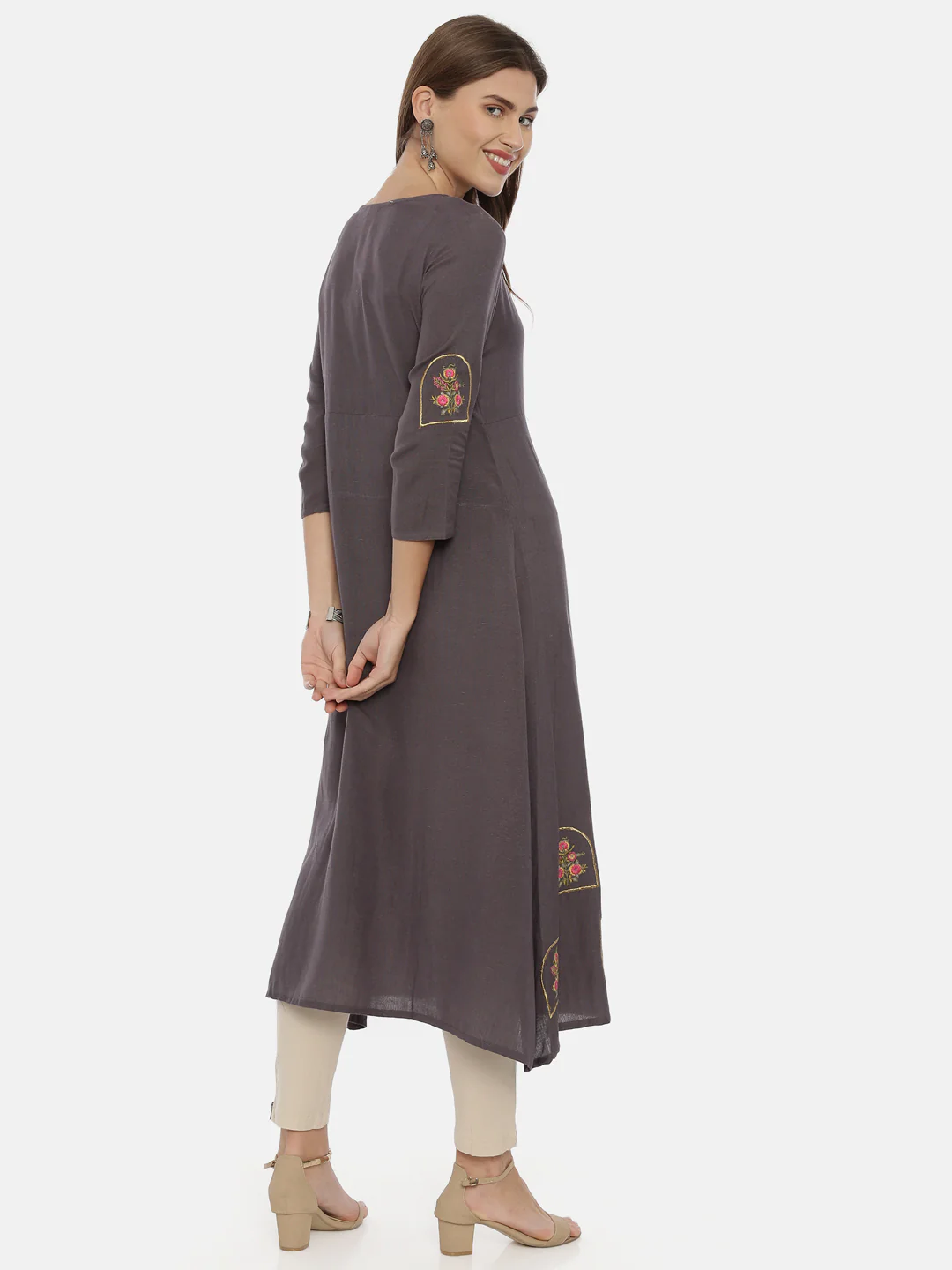 Neerus Gray Color Flex Fabric Tunic - Image 5