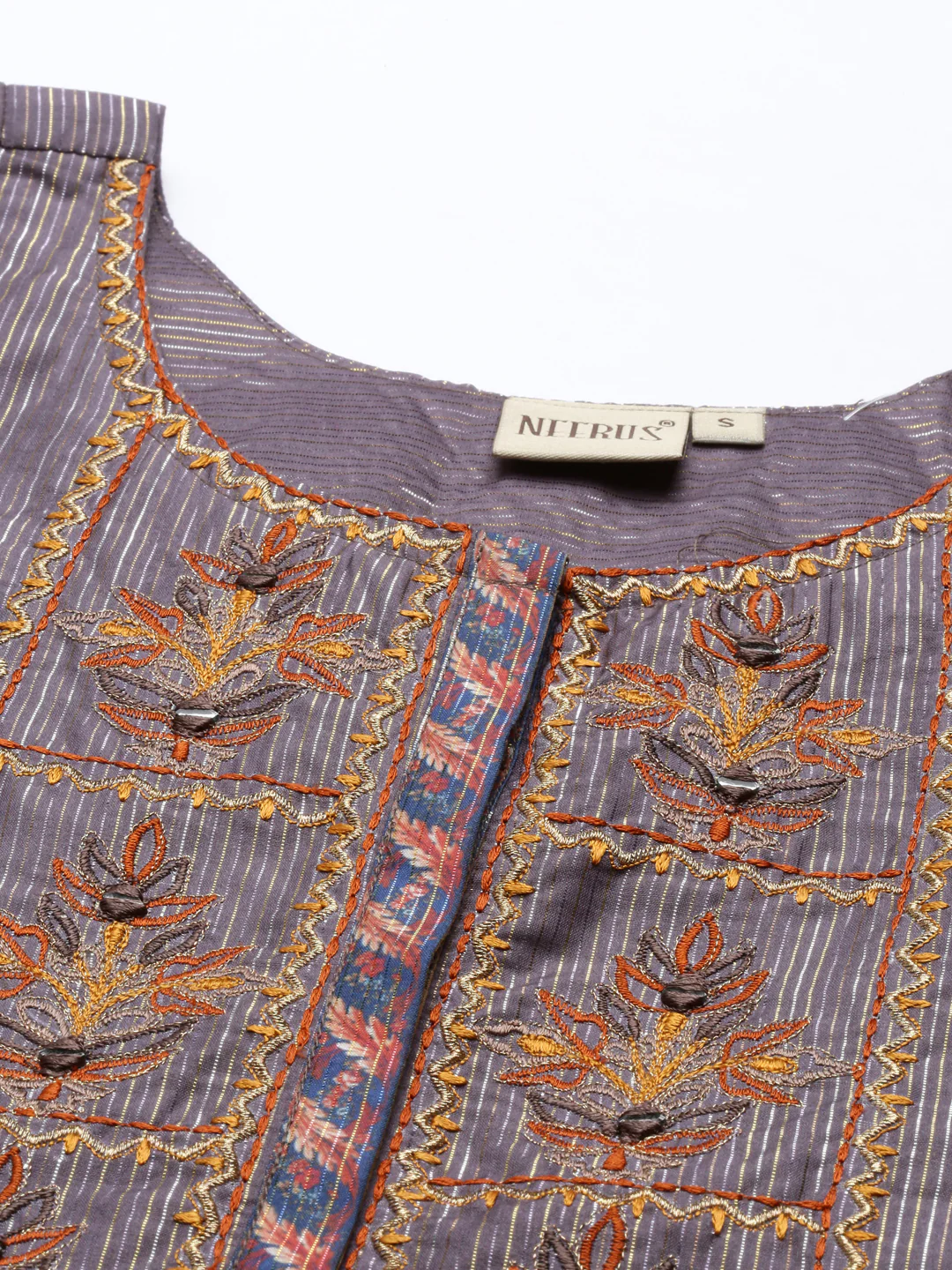 Neerus Gray Color Model Fabric Tunic - Image 7